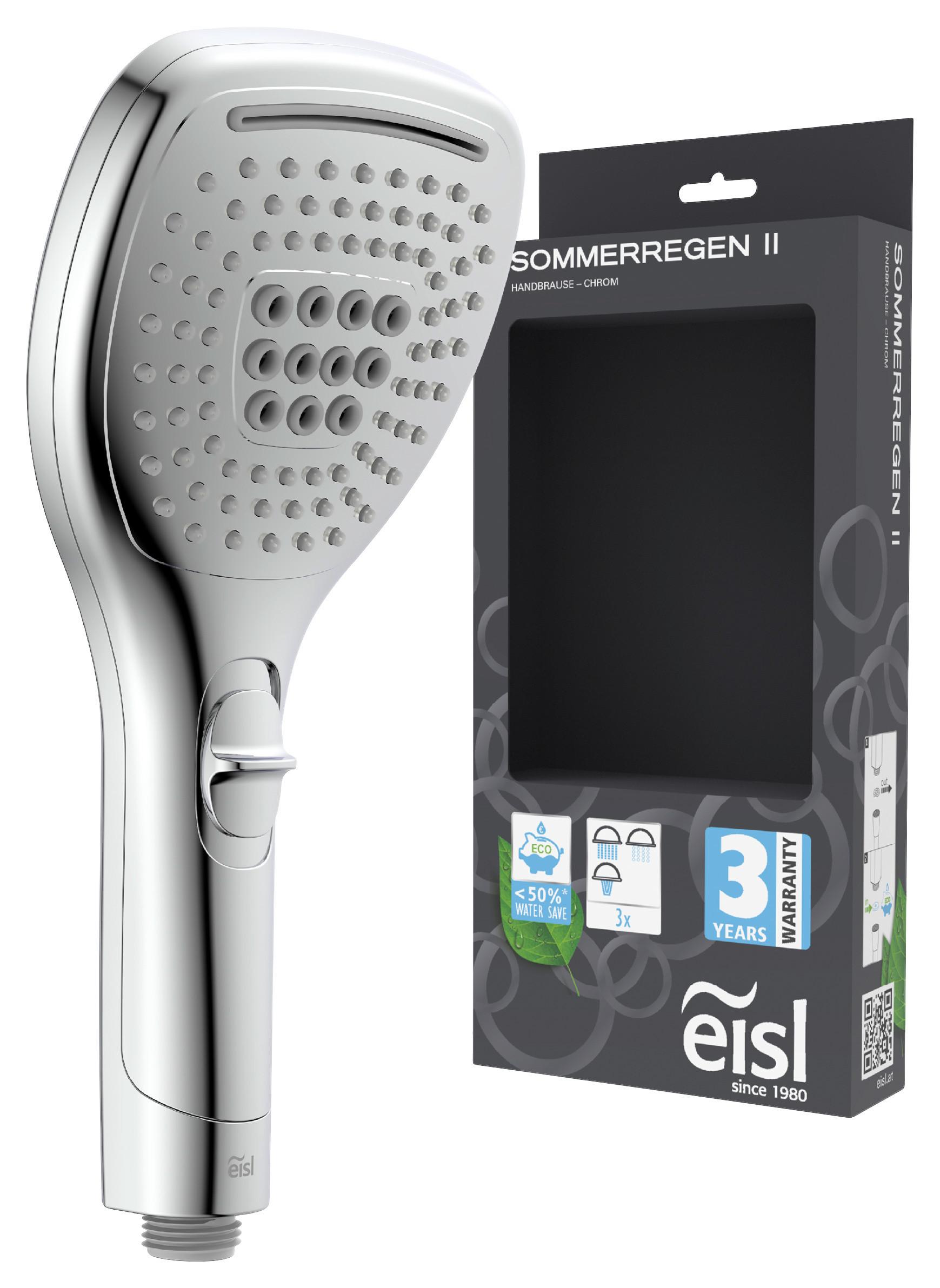 Handbrause Sommerregen 3-Fach Verstellbar,chromfarben - Chromfarben, KONVENTIONELL, Kunststoff (12/25cm)