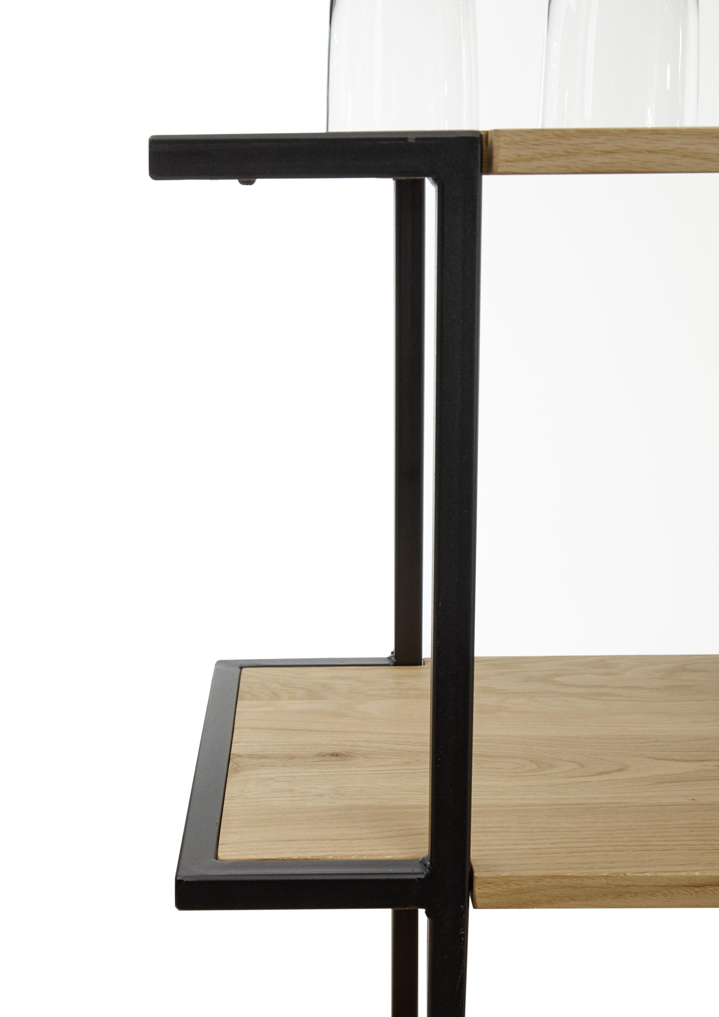Regal Massivholz Francesco 3 B: 80 cm Eiche/Schwarz - Eichefarben/Schwarz, Natur, Holz/Metall (80/156/35cm) - Livetastic