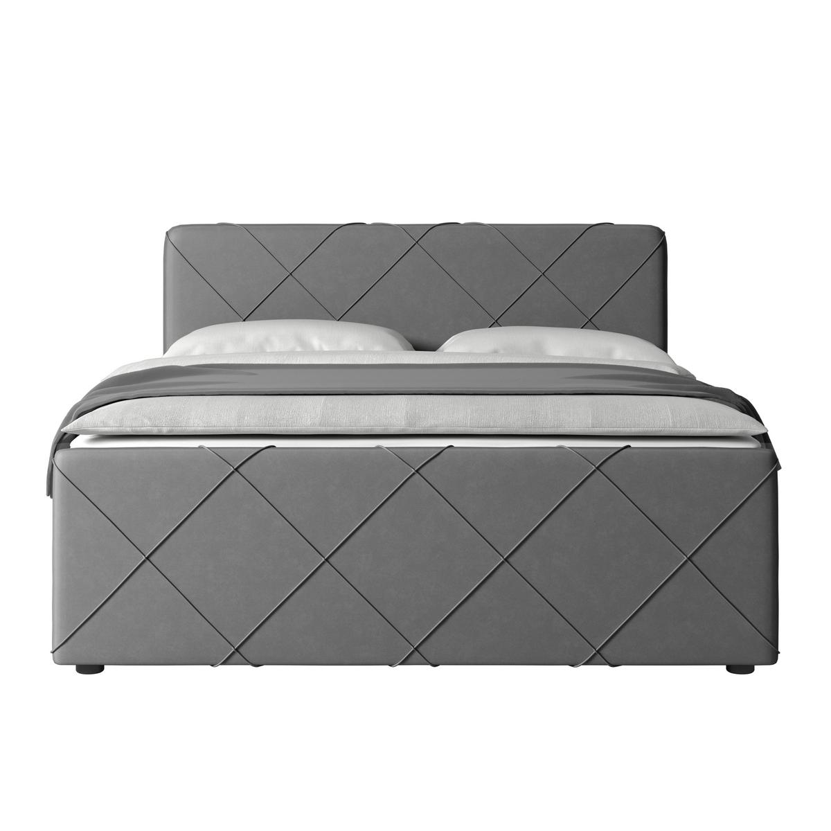 Boxspringbett mit Bettkasten Cordoba, 180x200 cm - Hellgrau/Schwarz, MODERN, Karton/Holz (180/200cm) - MID.YOU