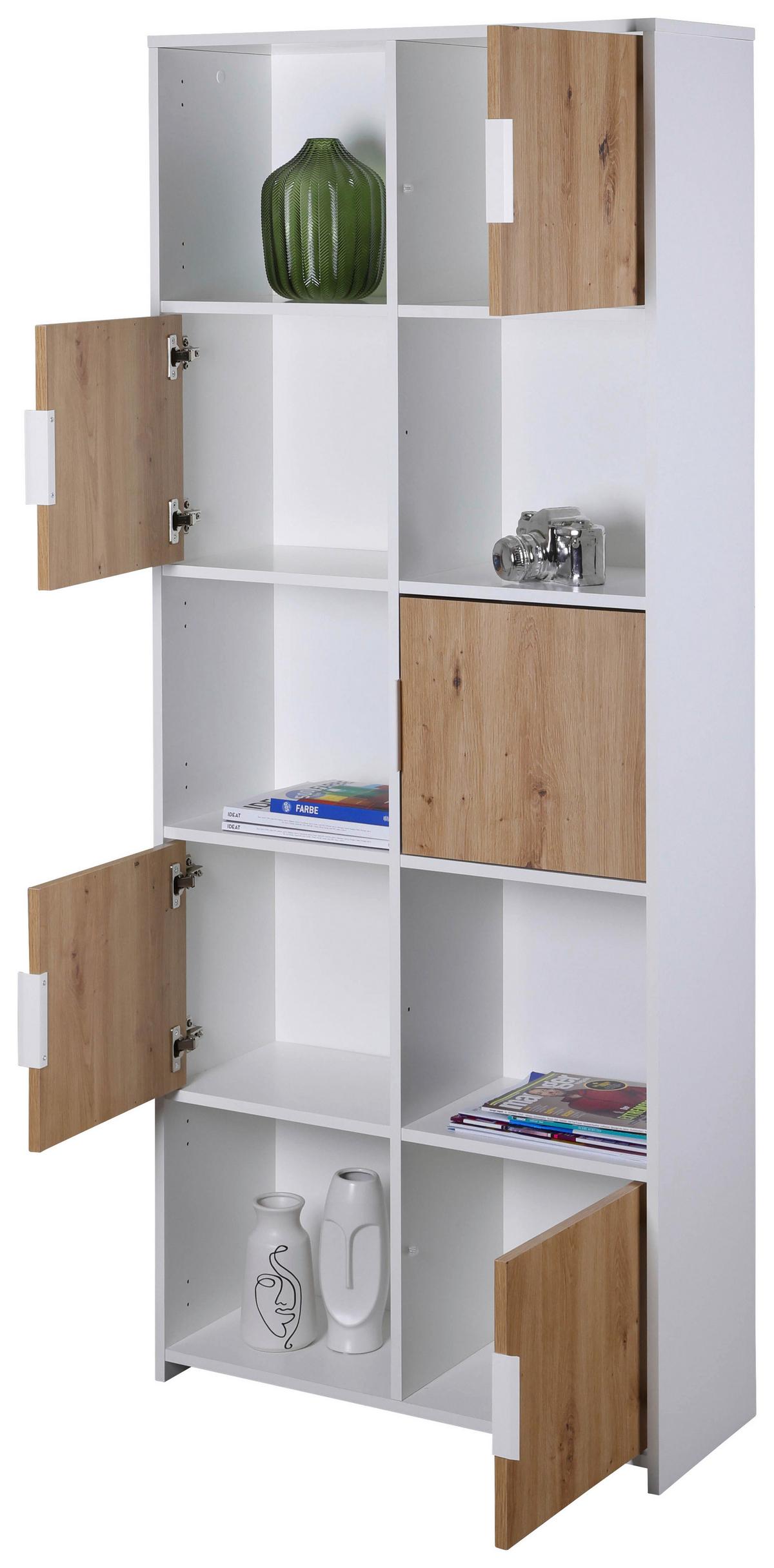 Regal Pepeto - Weiß/Eiche Artisan, Design, Holzwerkstoff (77/185/30cm) - Livetastic