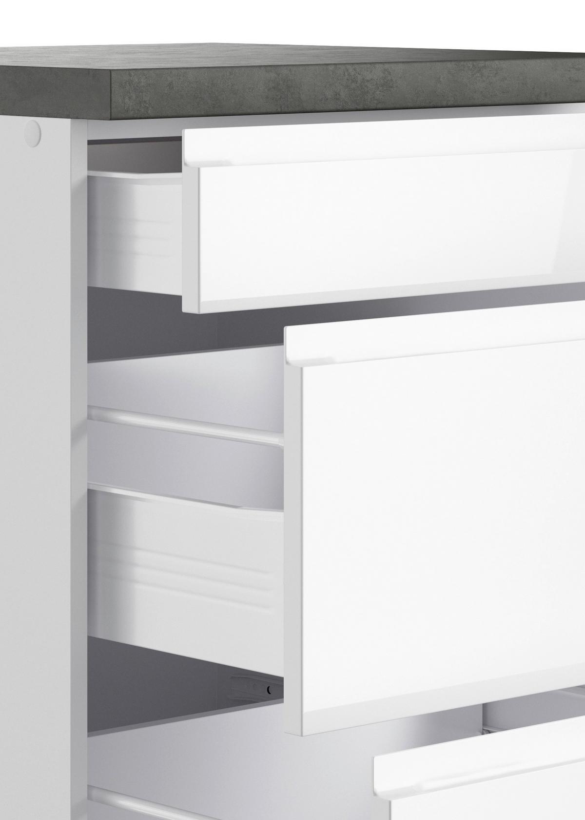 Küchenunterschrank Monza 180 Cm Weiß/grau - Weiß Hochglanz/Weiß, LIFESTYLE, Holzwerkstoff (180/86/60cm) - Held