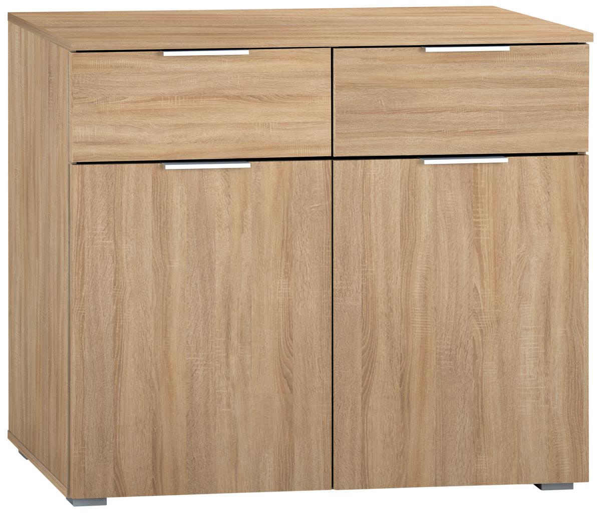 Kommode Alabama, Sonoma Eiche B: 80 Cm - Alufarben/Sonoma Eiche, MODERN, Holzwerkstoff (80/81/42cm) - Rauch Möbel