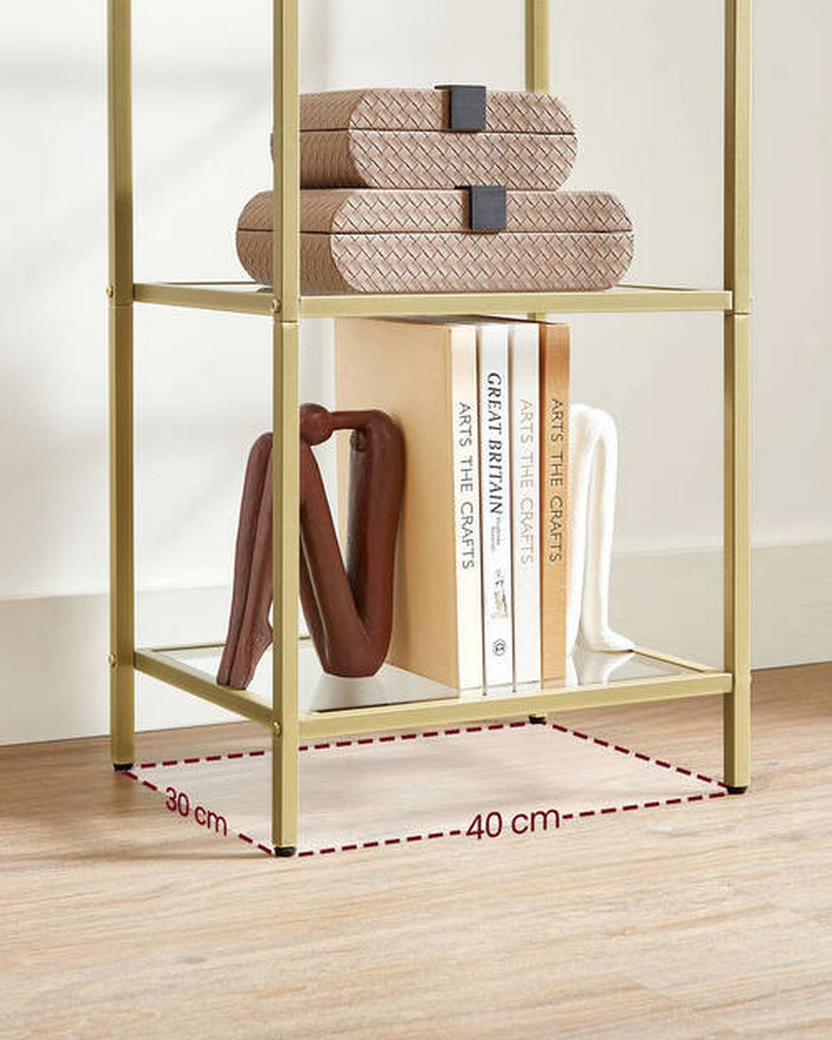 Regal B: 40 cm Goldfarben - Goldfarben, Trend, Glas/Metall (40/124,5/30cm) - Boxxx