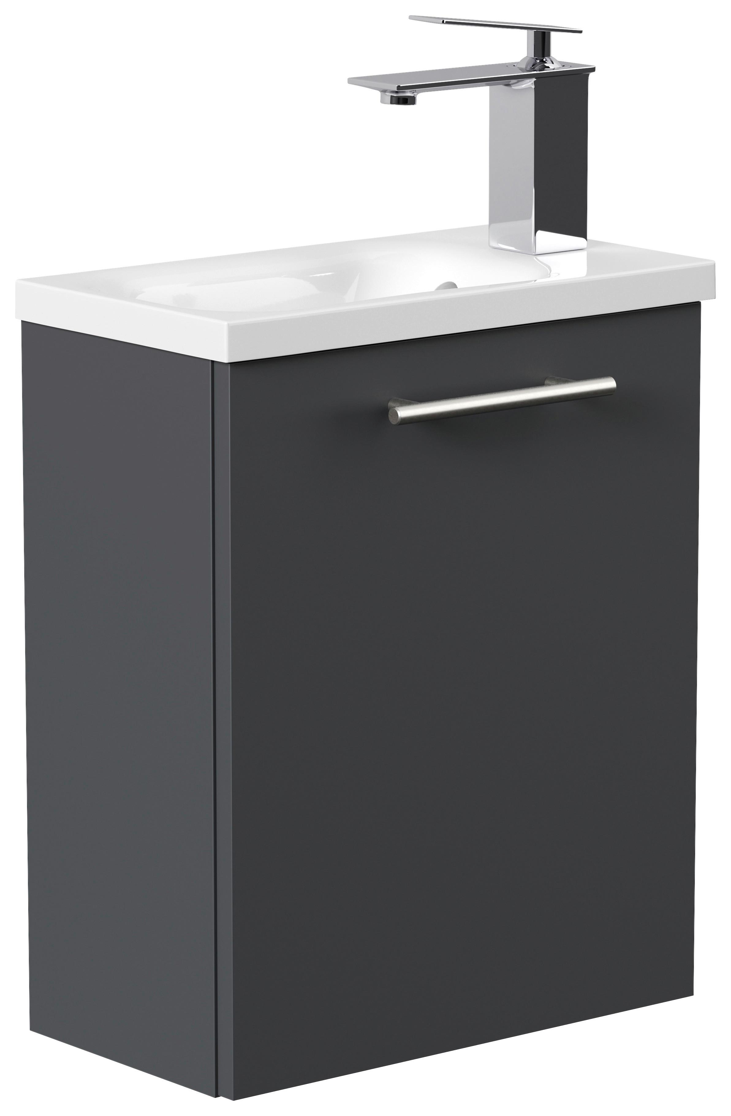 HOSŤOVSKÁ KÚPEĽŇA PIENI SLIMLINE - grafitová, Modern, kov/kompozitné drevo (40cm) - MID.YOU