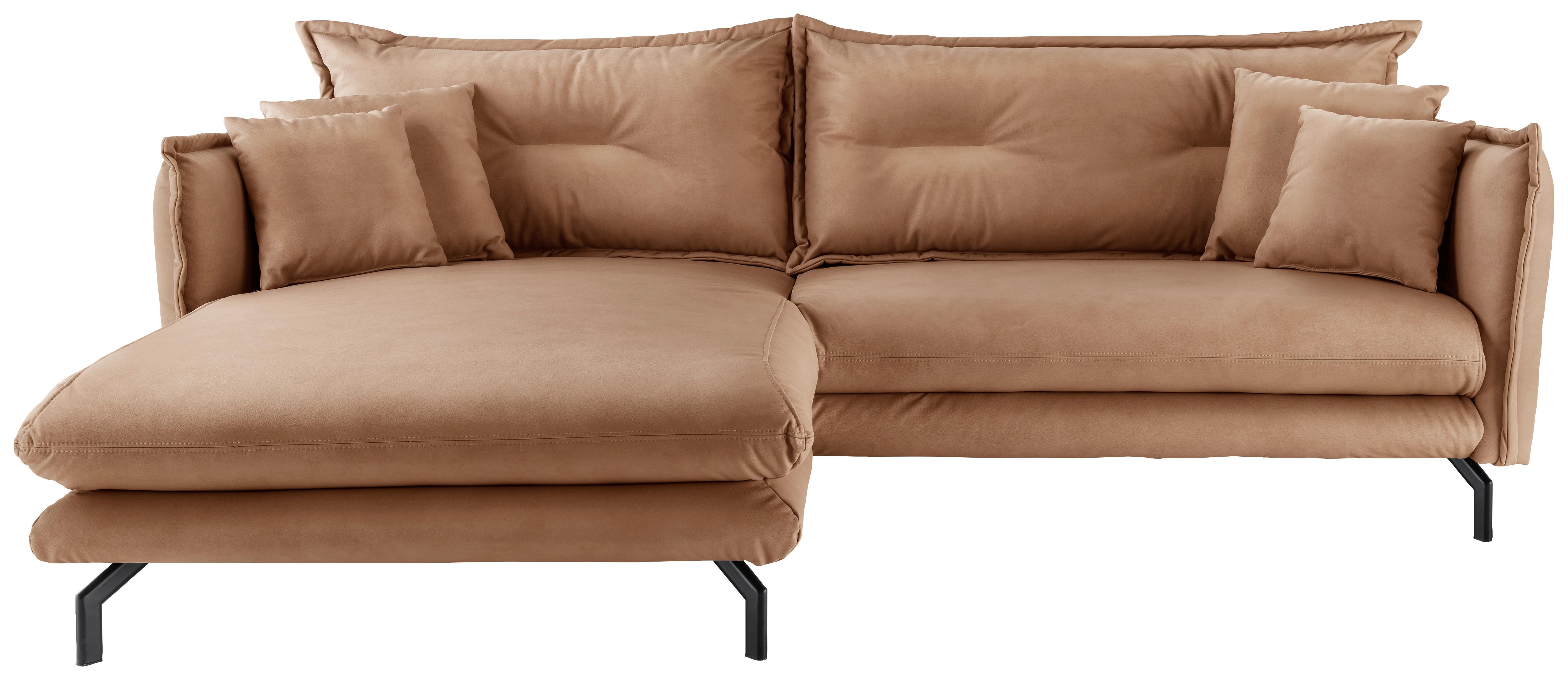 Ecksofa Lava Taupe S: 180x255cm - Taupe/Schwarz, MODERN, Textil (180/255cm) - Livetastic