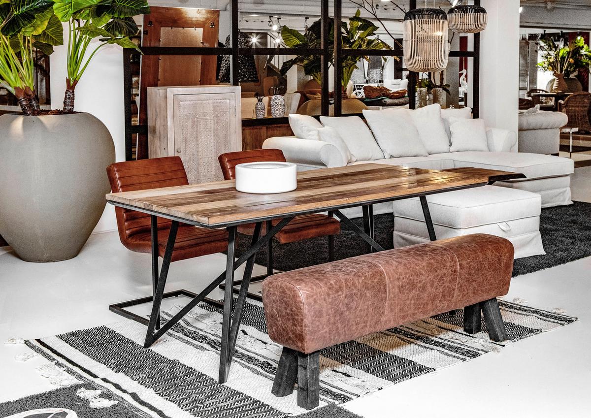 Esstisch Farrago - Schwarz/Braun, MODERN, Holz/Metall (180/90/76cm) - Livetastic