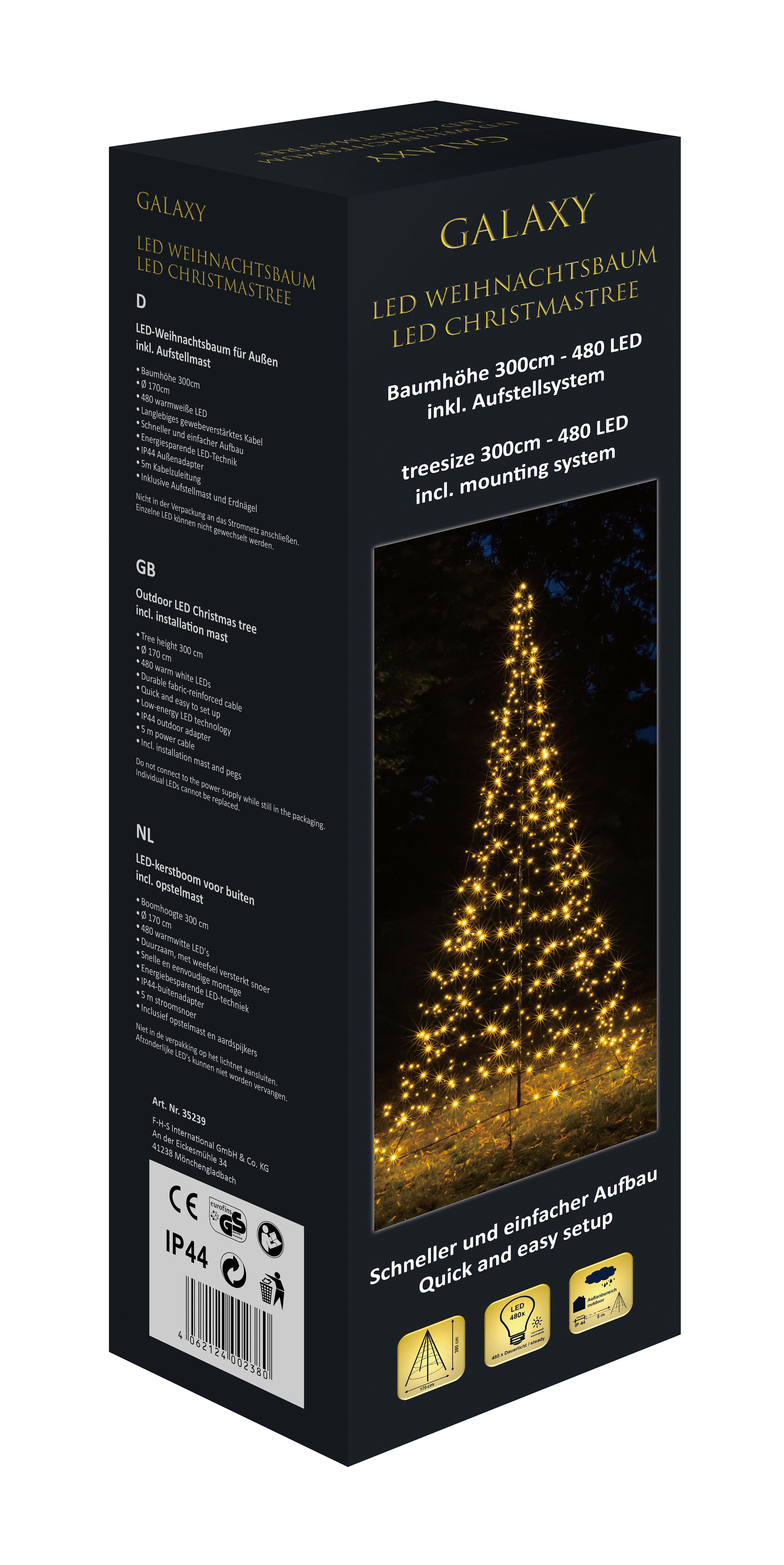 Weihnachtsbaum Led-Leuchtmittel Warmweiß - Basics, Metall (300cm)