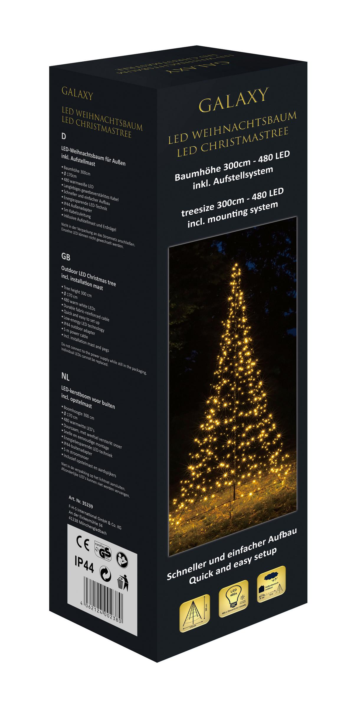 Weihnachtsbaum LED-Leuchtmittel Warmweiß - Basics, Metall (300cm)