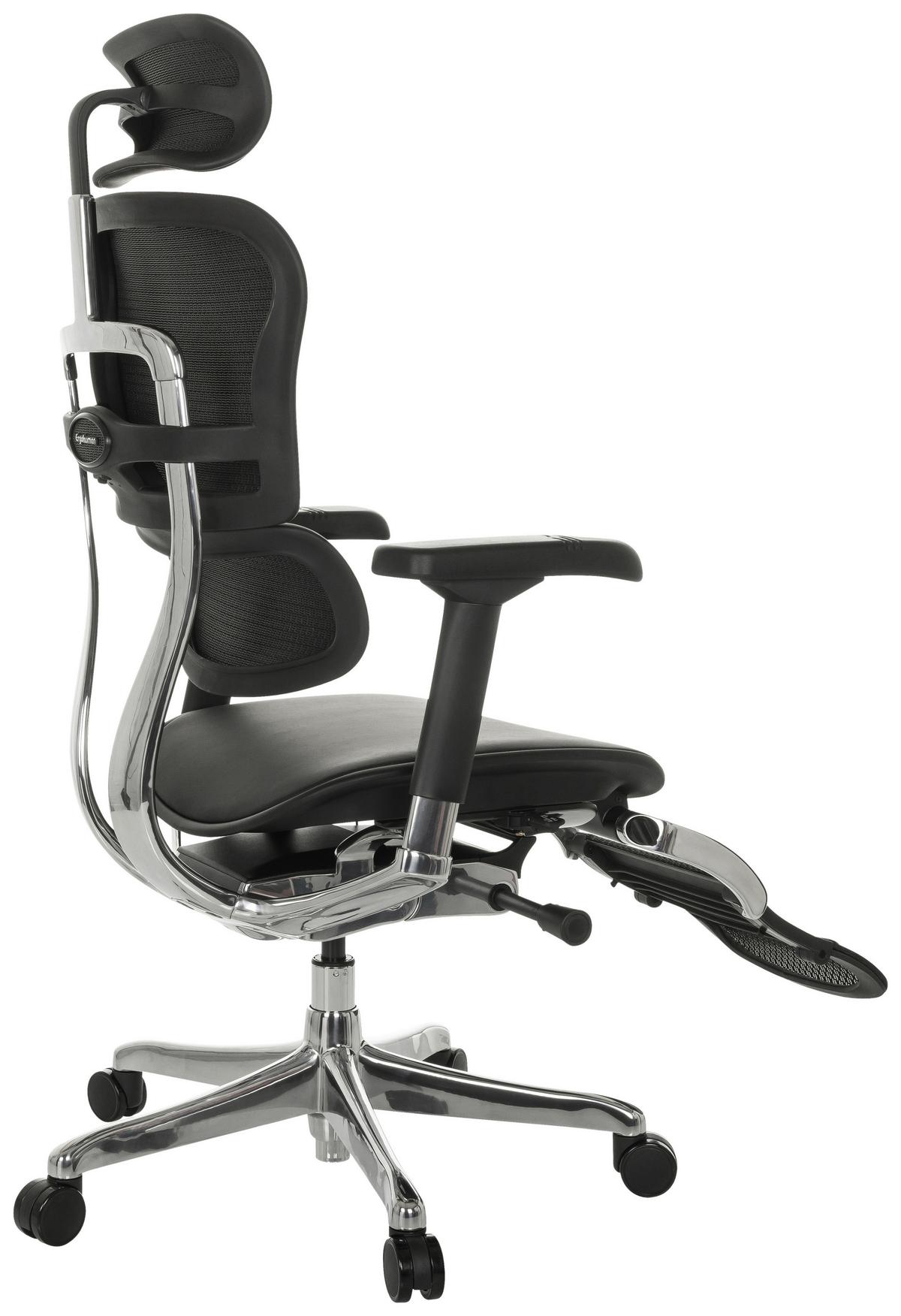 Drehstuhl Ergohuman Plus Schwarz B: 76 cm - Schwarz, MODERN, Leder/Kunststoff (76/119 - 138/64cm) - MID.YOU