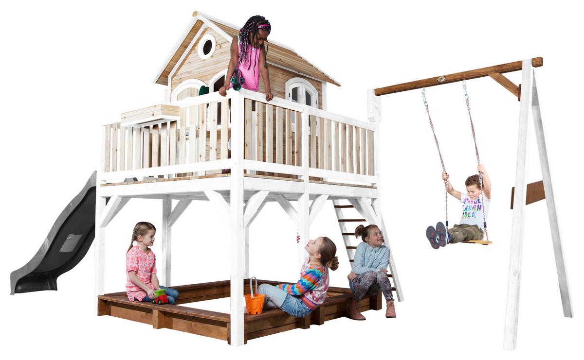 Spielturm A030.152.81 - Braun/Weiß, KONVENTIONELL, Holz/Kunststoff (541/291/277cm) - Ambia Garden