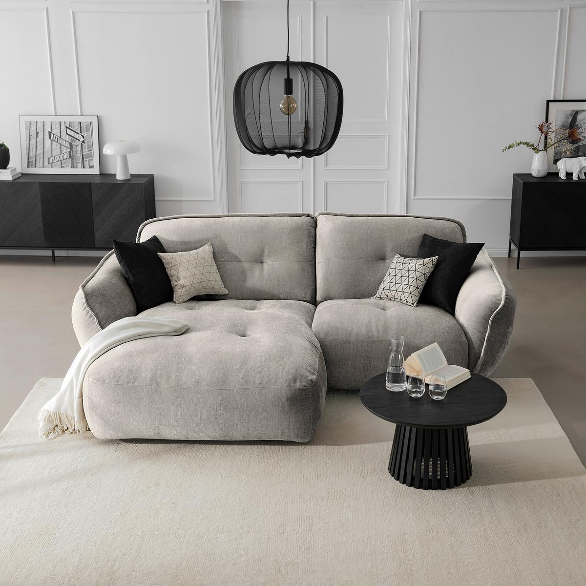 Ecksofa Fluffy Silberfarben S: 184x269 Cm - Silberfarben/Schwarz, MODERN, Textil (184/269cm) - Trendmanufaktur