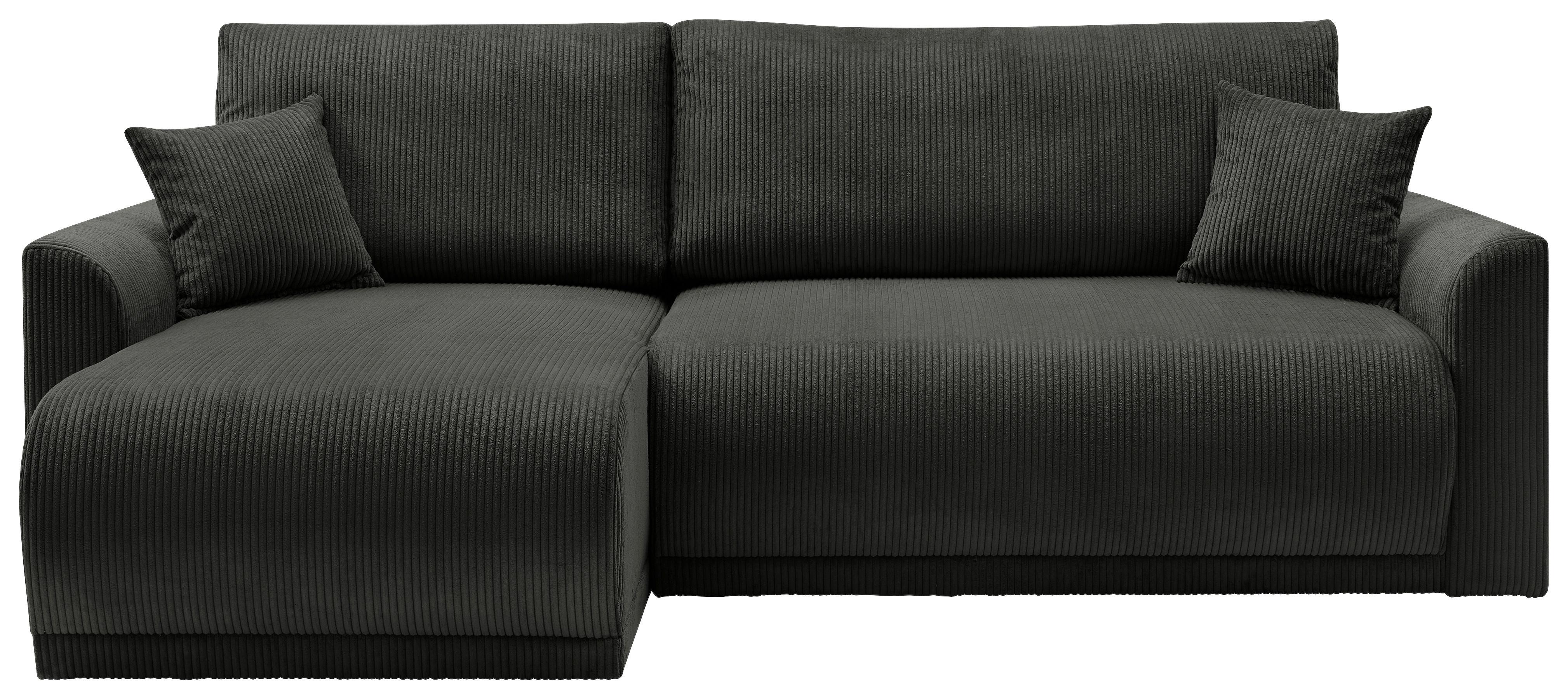 Rohová sedačka KIM L146, oboustranná, černý manšestr - černá, Moderní, dřevo (233/146cm)