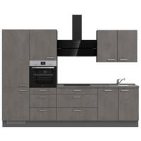 Kuchynská linka 300 cm, bridl.šedý betón/bridl.šedá - farba ušľachtilej ocele/bridlicová, Modern, kov/kompozitné drevo (300cm) - Nobilia