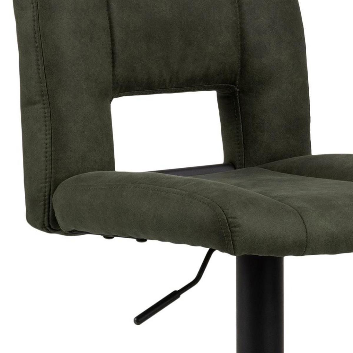 Barhocker Höhenverstellbar Mit Lehne Sylvia Olivgrün - Schwarz/Olivgrün, Basics, Textil/Metall (41,5/115/52cm) - MID.YOU