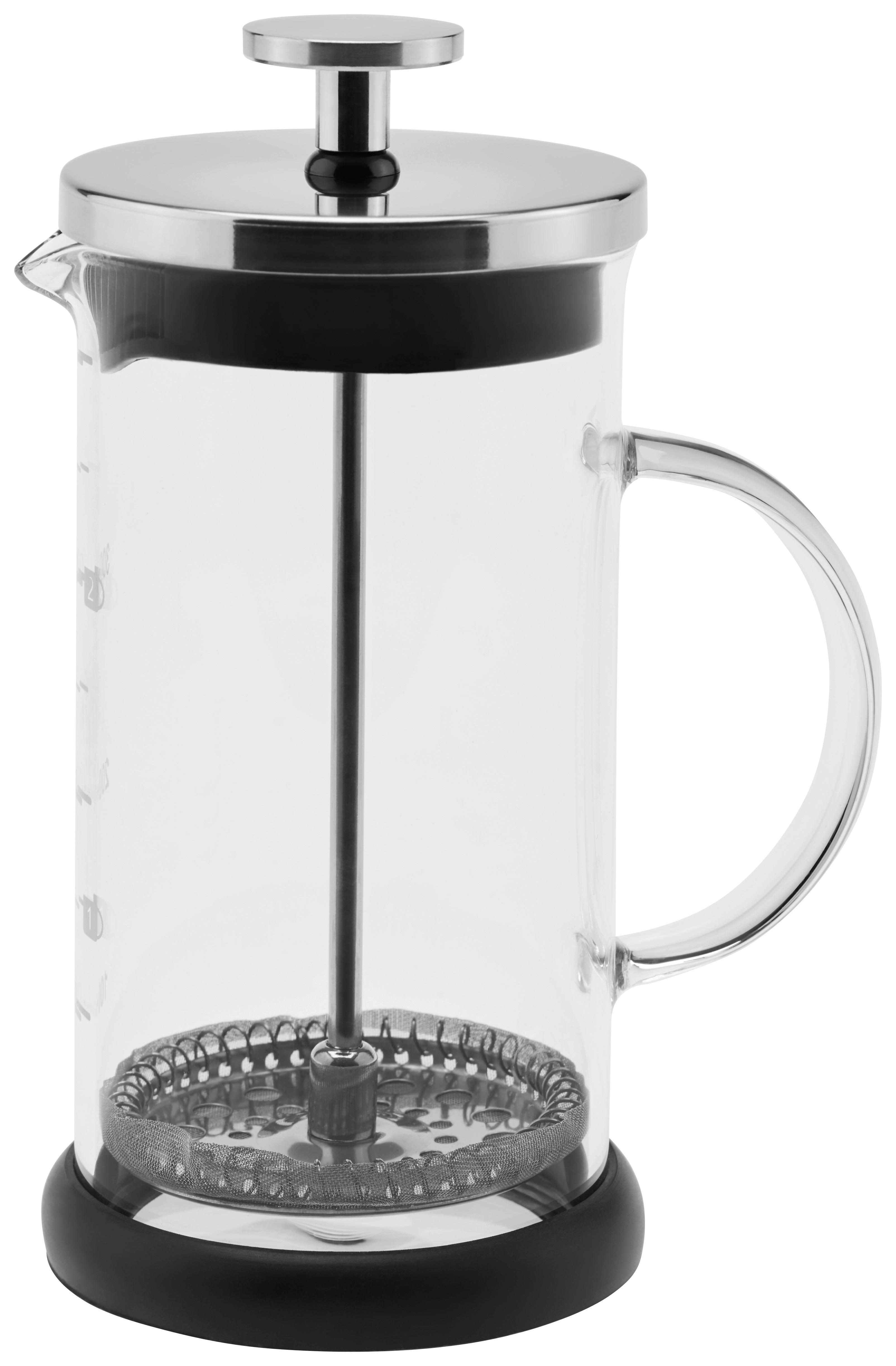 French Press Atilla, ca. 350 ml - Klar/Edelstahlfarben, MODERN, Glas/Kunststoff (11/7,5/16cm) - Luca Bessoni
