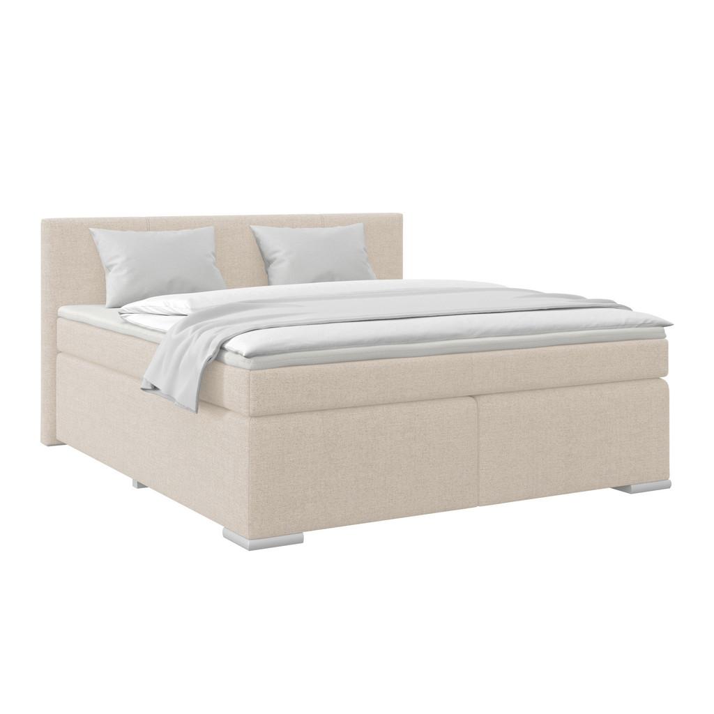 Boxspringbett Mira Webstoff Beige, Lf: 180x200cm