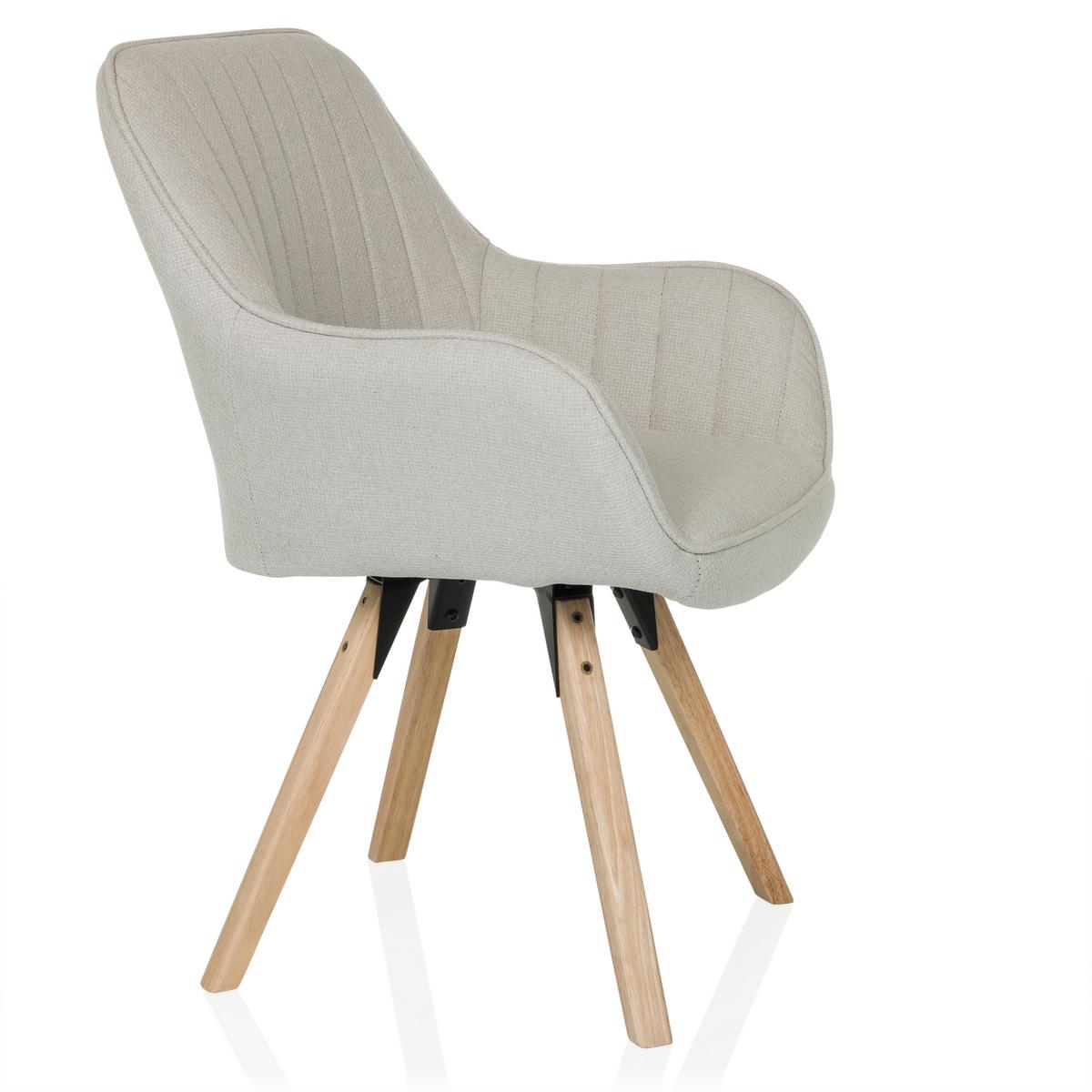 Armlehnstuhl Scandi Ted Creme B: 56 cm - Buchefarben/Creme, MODERN, Holz/Textil (56/84/62cm) - MID.YOU