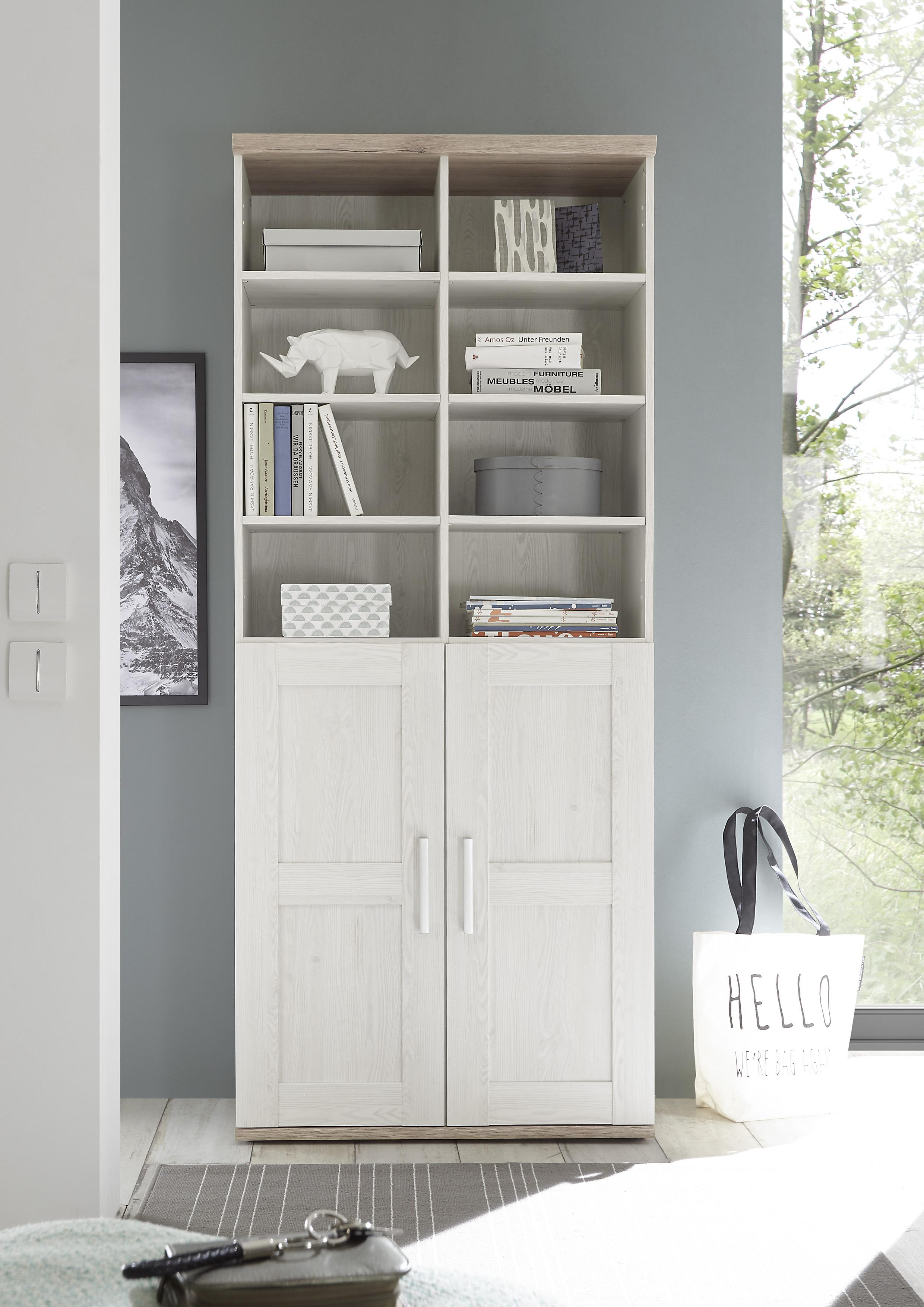 Mehrzweckschrank Romance Weiß / Eichefarben BxH: 80x191 cm - Eichefarben/Weiß, Design, Holzwerkstoff (80/191/38cm) - MID.YOU