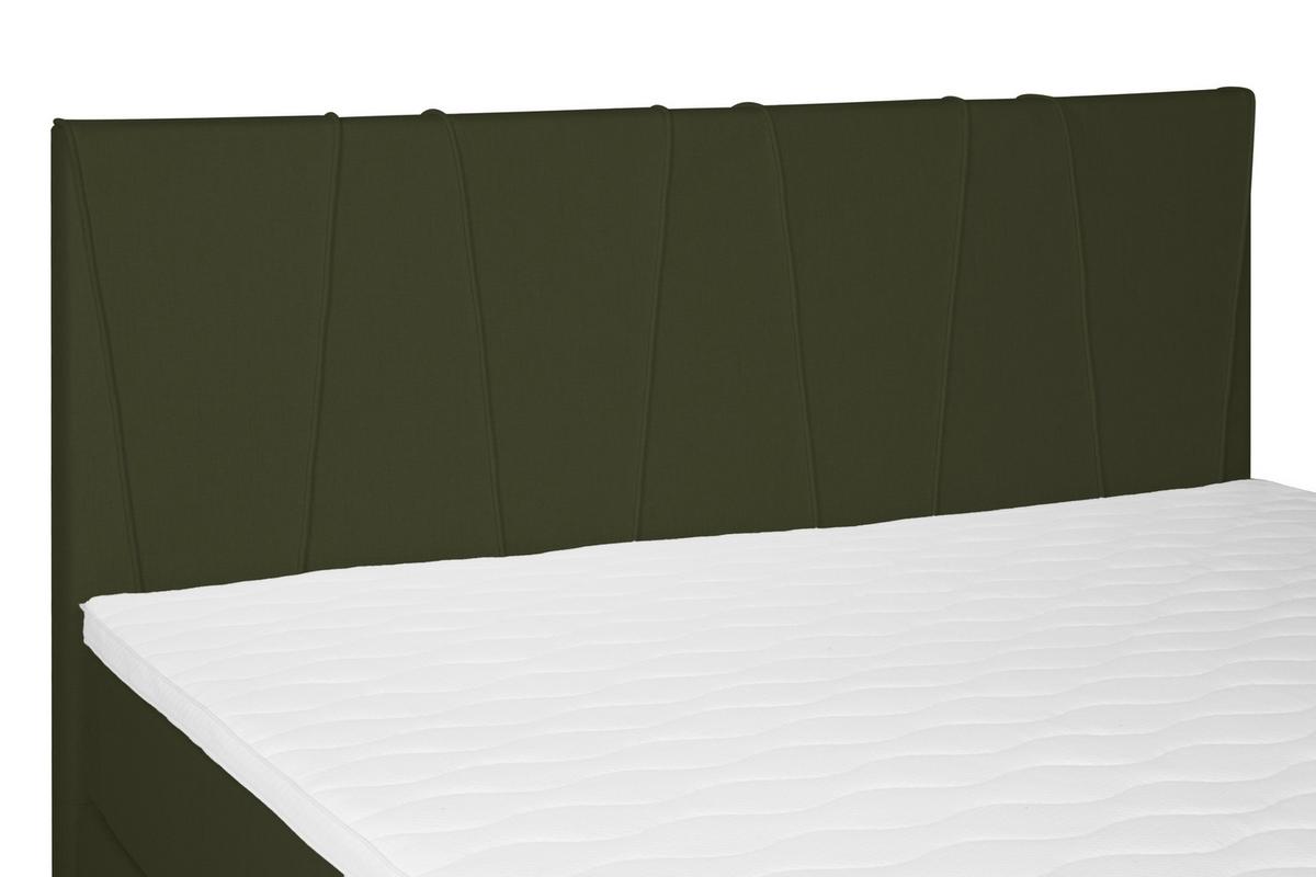 Boxspringbett Wels 140x200 cm D.grün inkl. Topper - Dunkelgrün/Schwarz, MODERN, Textil (140/200cm) - MID.YOU