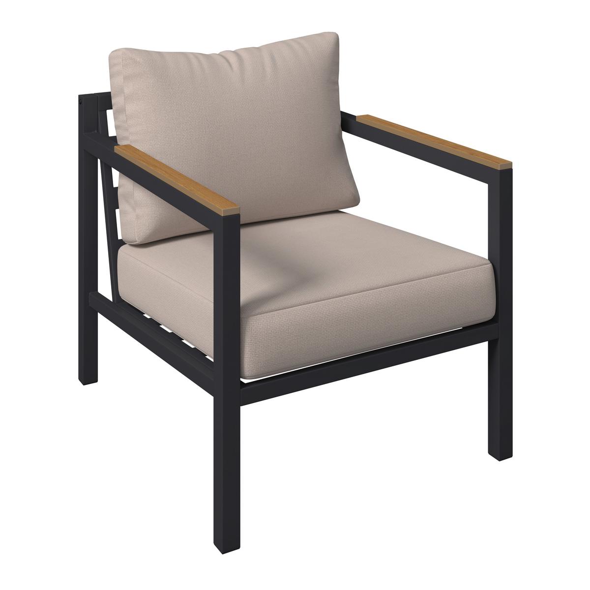 Loungegarnitur Dallas - Dunkelgrau/Beige, MODERN, Kunststoff/Textil - Beldano