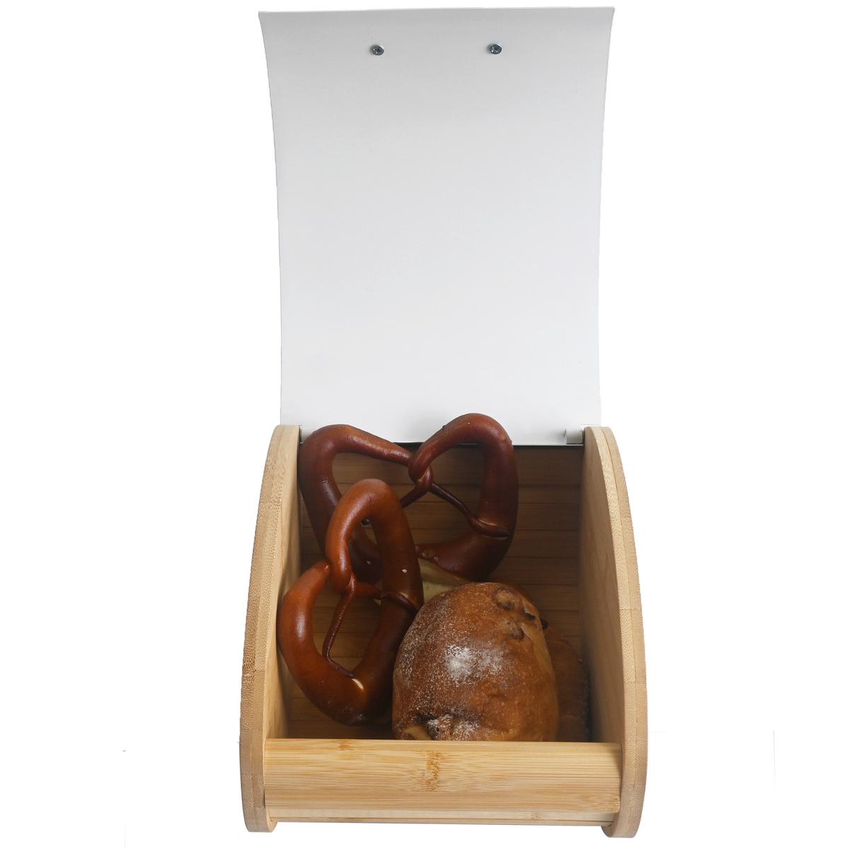 Box na chlieb SVEA - S - biela/prírodná farba, Modern, kov/drevo (25/20/15,5cm) - Mömax