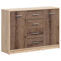 Kommode Nepo Plus Chest Of Drawers - Eichefarben/Schwarz, Design, Holzwerkstoff (118,5/84/34cm)
