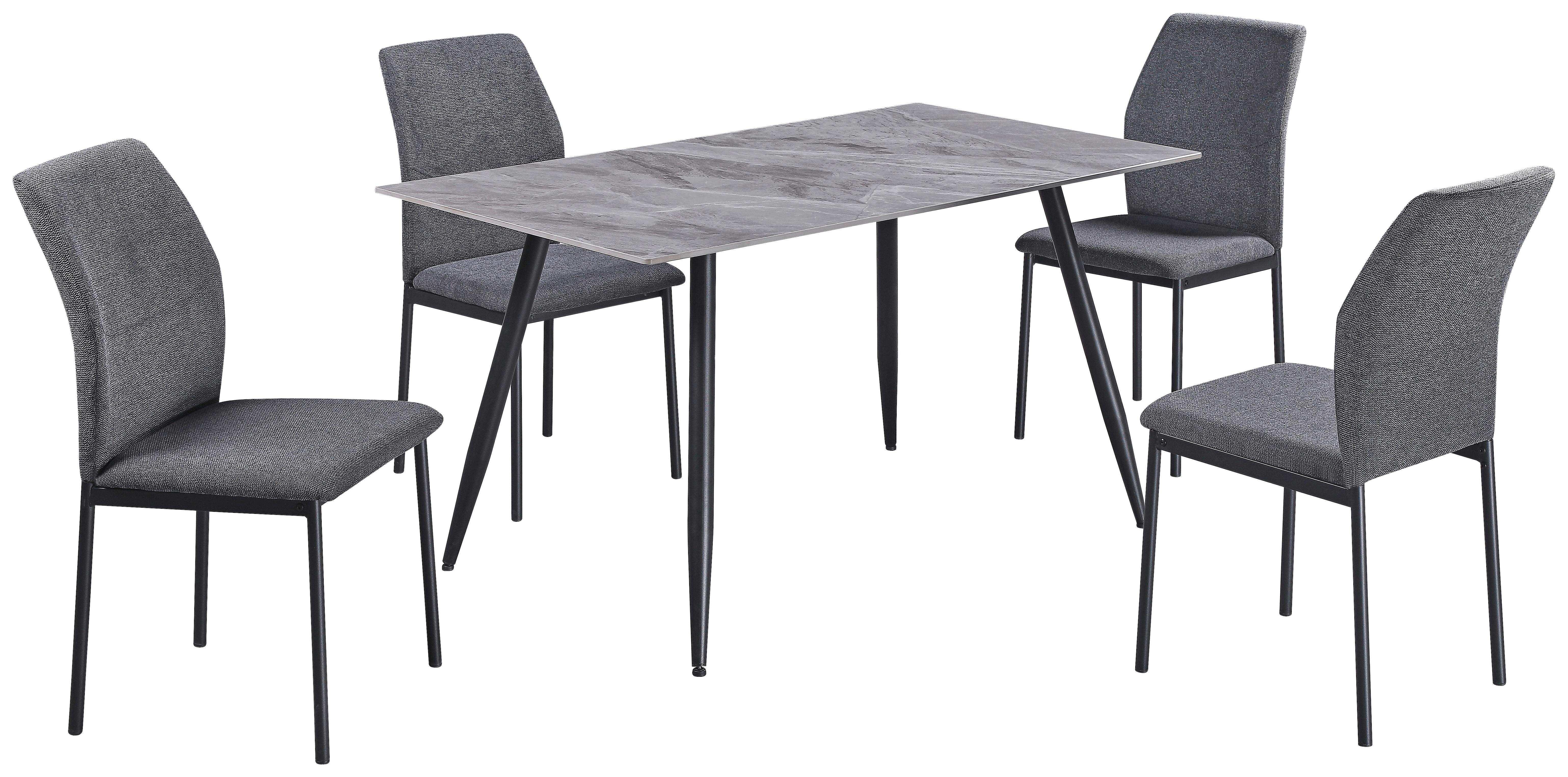 Tischgruppe St. Anton Giga-S - Grau, MODERN, Keramik/Textil (140/75/80cm)