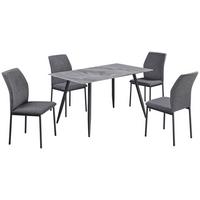 Tischgruppe St. Anton Giga-S - Grau, MODERN, Keramik/Textil (140/75/80cm)