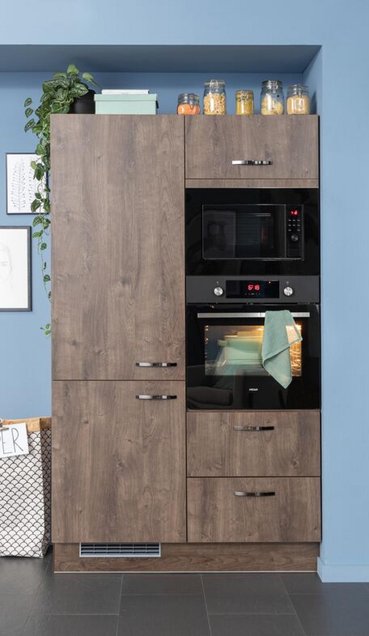 Einbauküche Ip2200/1200 Frei Planbar Modernes Design - Eichefarben/Schwarz, MODERN, Holzwerkstoff - Impuls