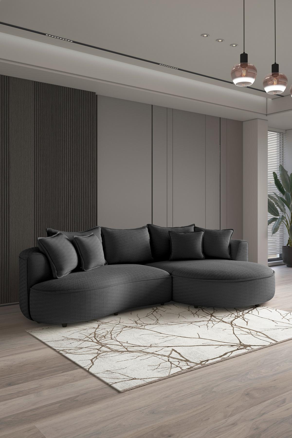Ecksofa Levi - Anthrazit/Schwarz, MODERN, Textil (287/168cm)