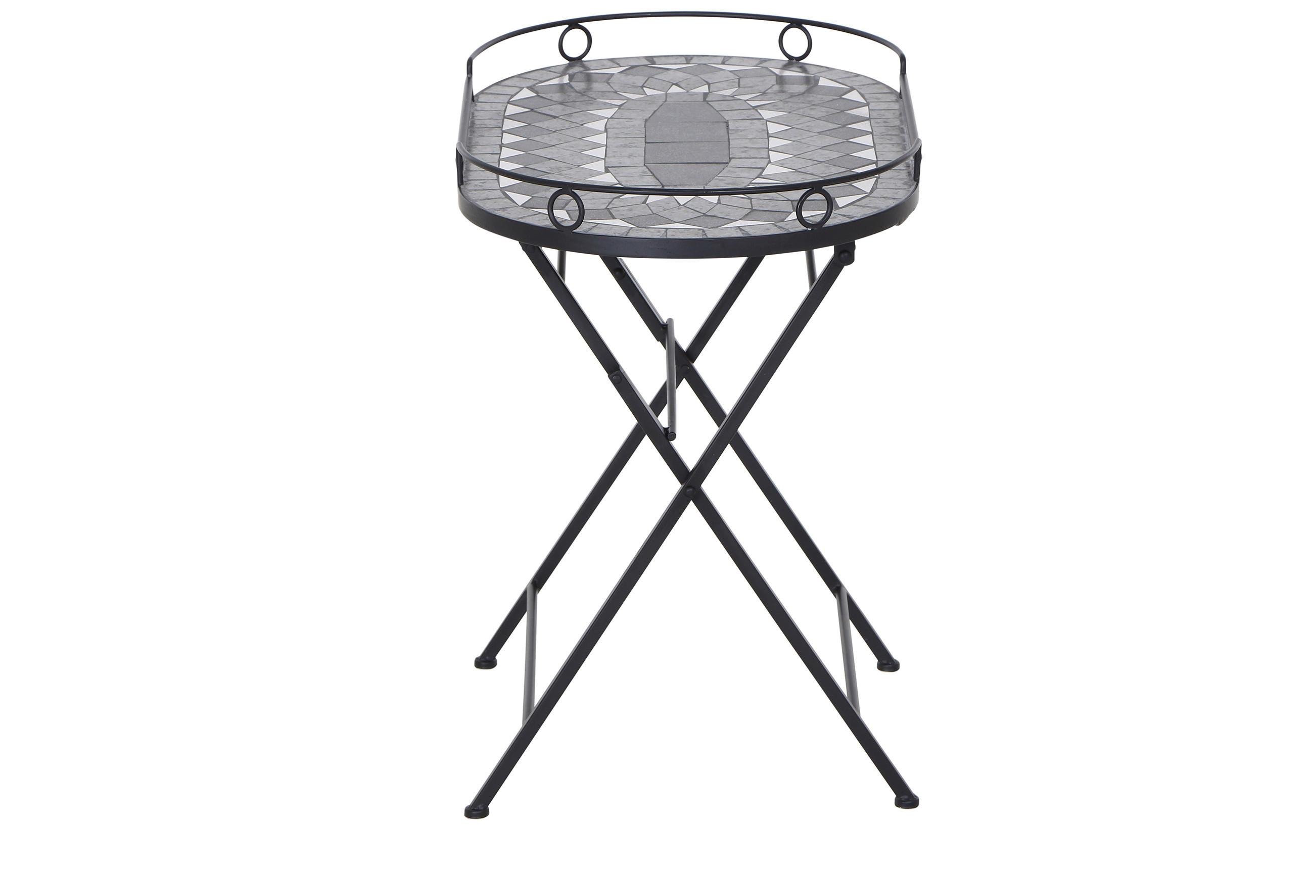 Gartentisch Klappbar Metall/Keramik L 67,5 cm - Schwarz, KONVENTIONELL, Keramik/Metall (67,5/41/60cm) - Siena Garden
