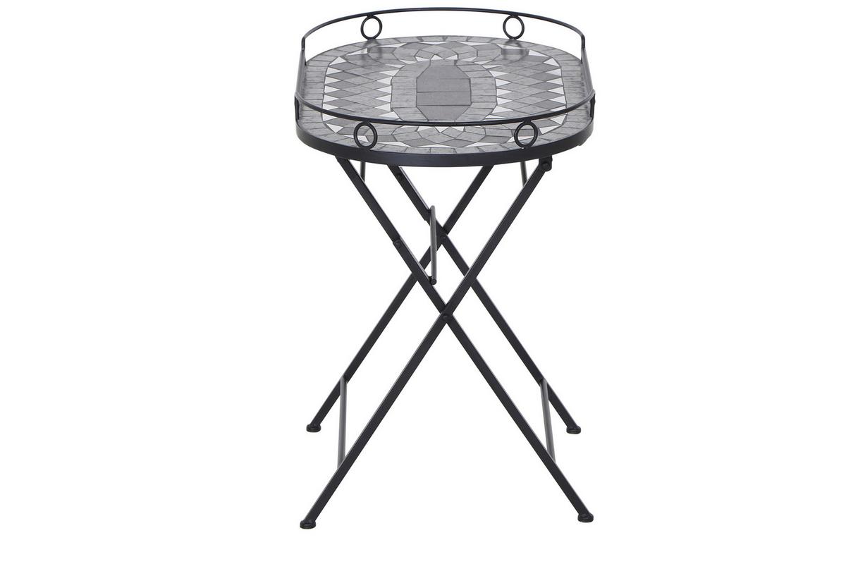 Gartentisch Klappbar Metall/Keramik L 67,5 cm - Schwarz, KONVENTIONELL, Keramik/Metall (67,5/41/60cm) - Siena Garden