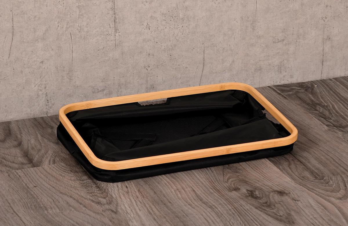 Aufbewahrungskörbchen Bambus - Schwarz/Naturfarben, Basics, Holz/Textil (54/26/36cm) - Kesper