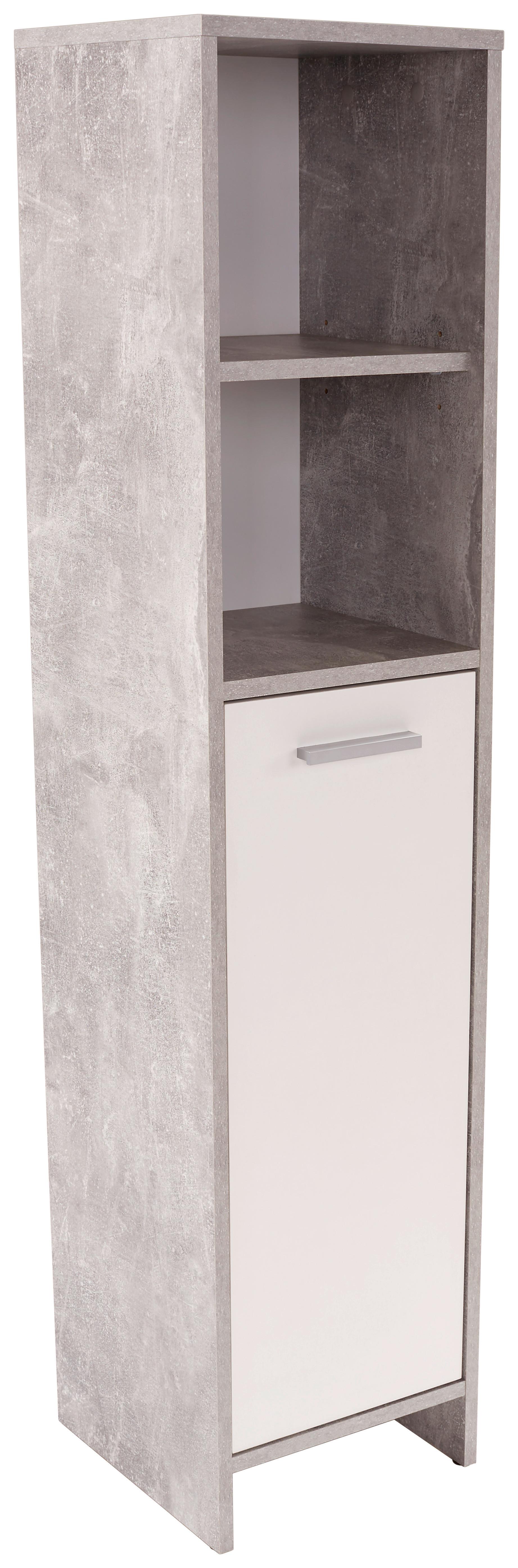 Midischrank Attack B: 32cm, Betonoptik + Weiß - Hellgrau/Schwarz, MODERN, Holzwerkstoff (32/135/28cm)