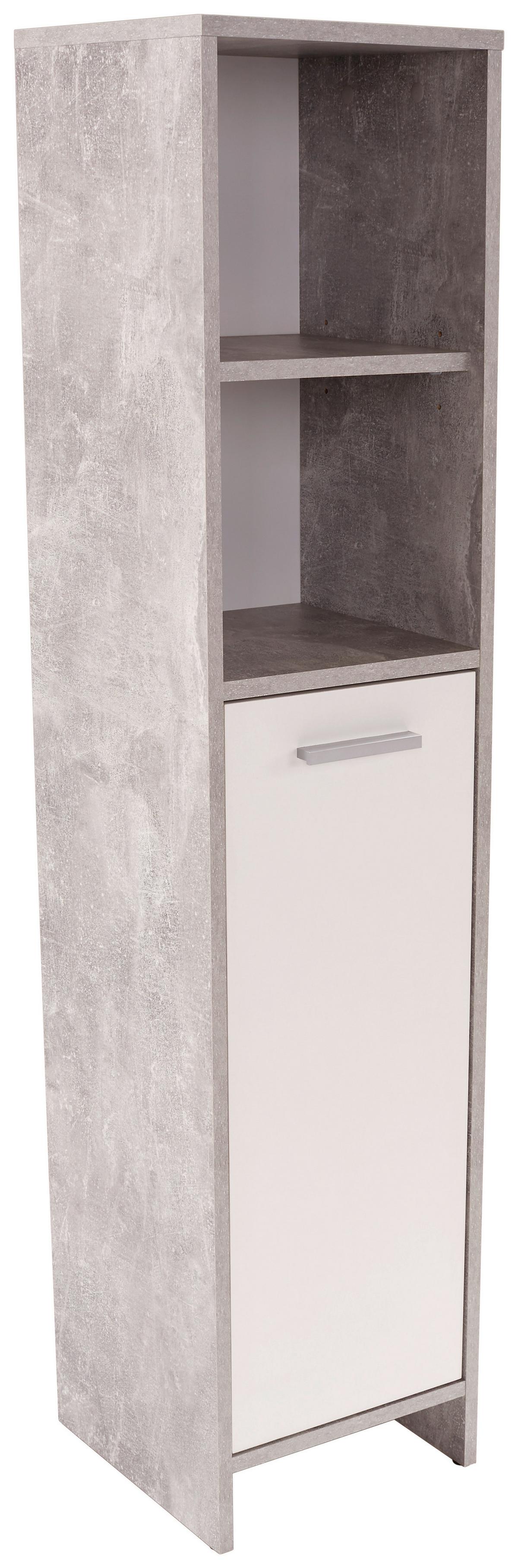 Midischrank Attack B: 32cm, Betonoptik + Weiß - Hellgrau/Schwarz, MODERN, Holzwerkstoff (32/135/28cm)