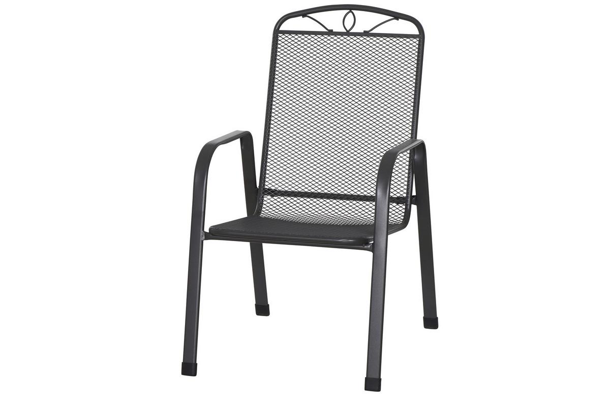 Gartensessel Stapelbar Stahlgestell - Anthrazit, KONVENTIONELL, Metall (57/94/75cm) - Siena Garden