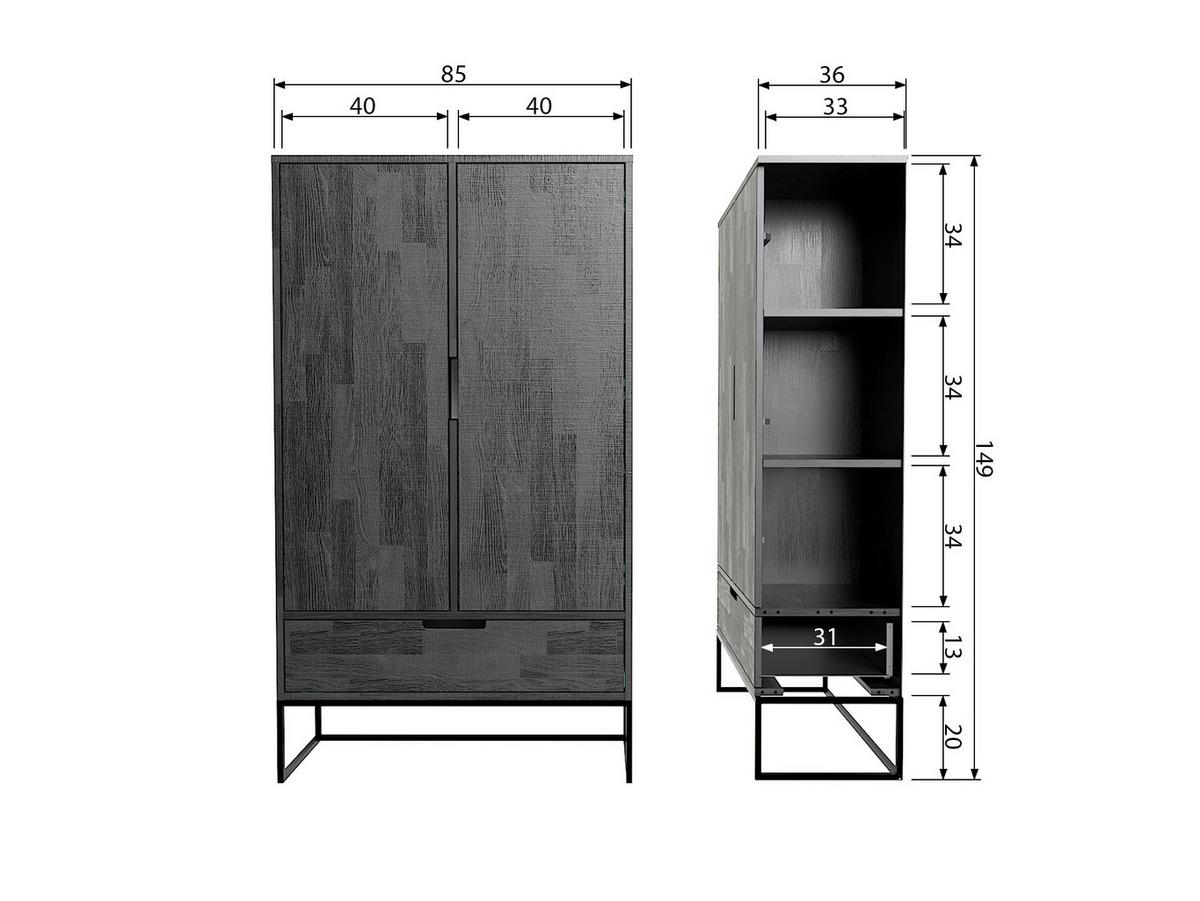 Mehrzweckschrank Silas Schwarz B: 85 Cm - Schwarz, Design, Holz (85/149/35,5cm) - Livetastic