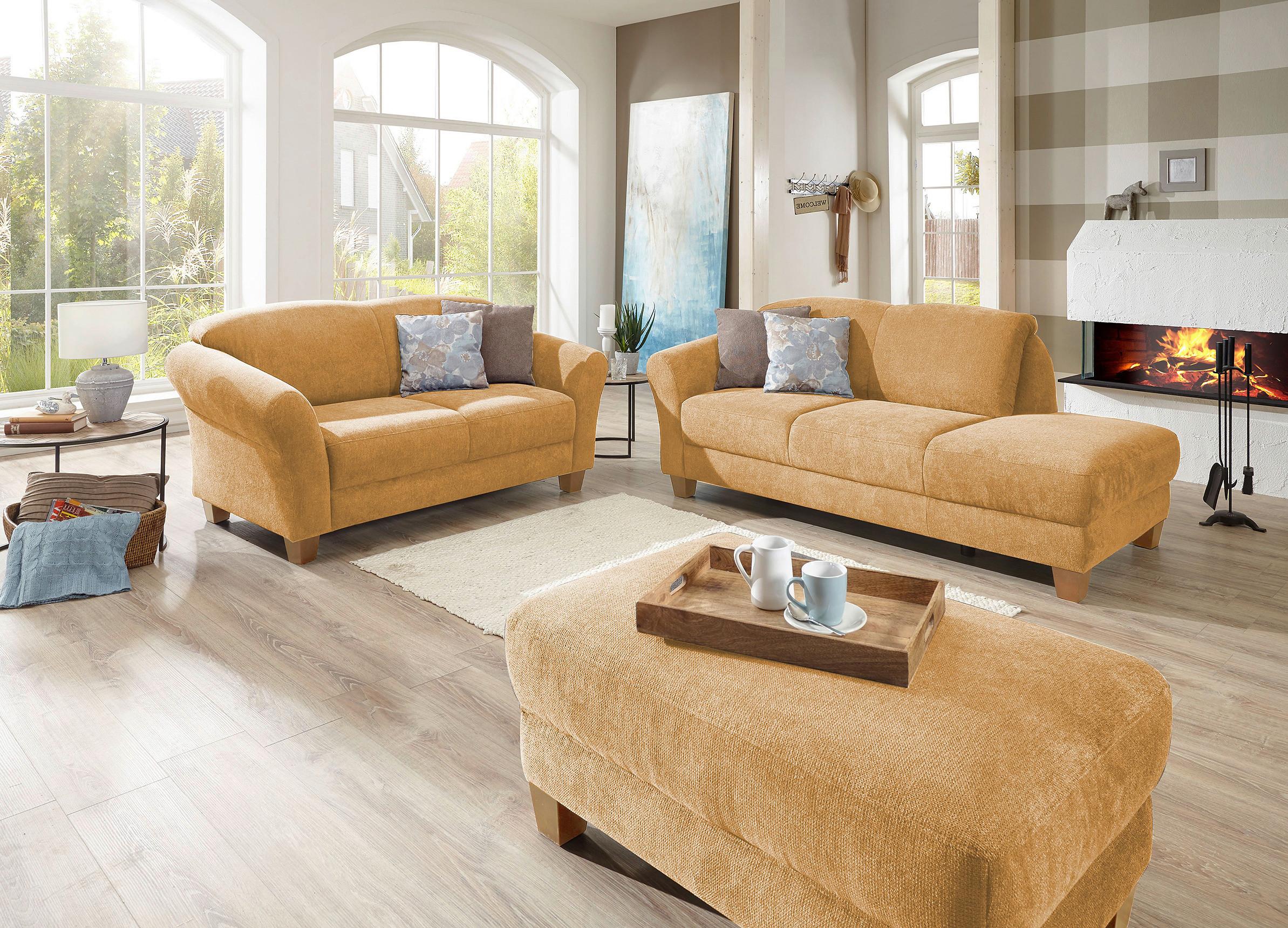 Récamiere Gotland V, Senfgelb B: 194 cm - Senfgelb/Naturfarben, KONVENTIONELL, Textil (194/84/91cm) - Sit & More