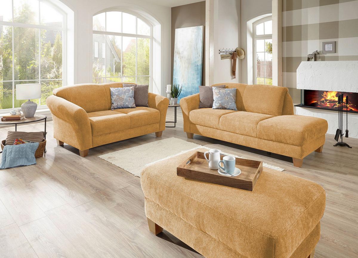 Récamiere Gotland V, Senfgelb B: 194 cm - Senfgelb/Naturfarben, KONVENTIONELL, Textil (194/84/91cm) - Sit & More