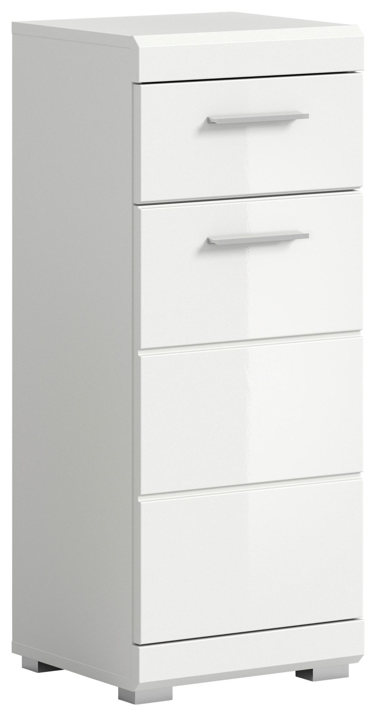 Unterschrank Scout Weiß Hg B: 37 Cm - Weiß Hochglanz/Silberfarben, MODERN, Holzwerkstoff (37/88/31cm) - MID.YOU