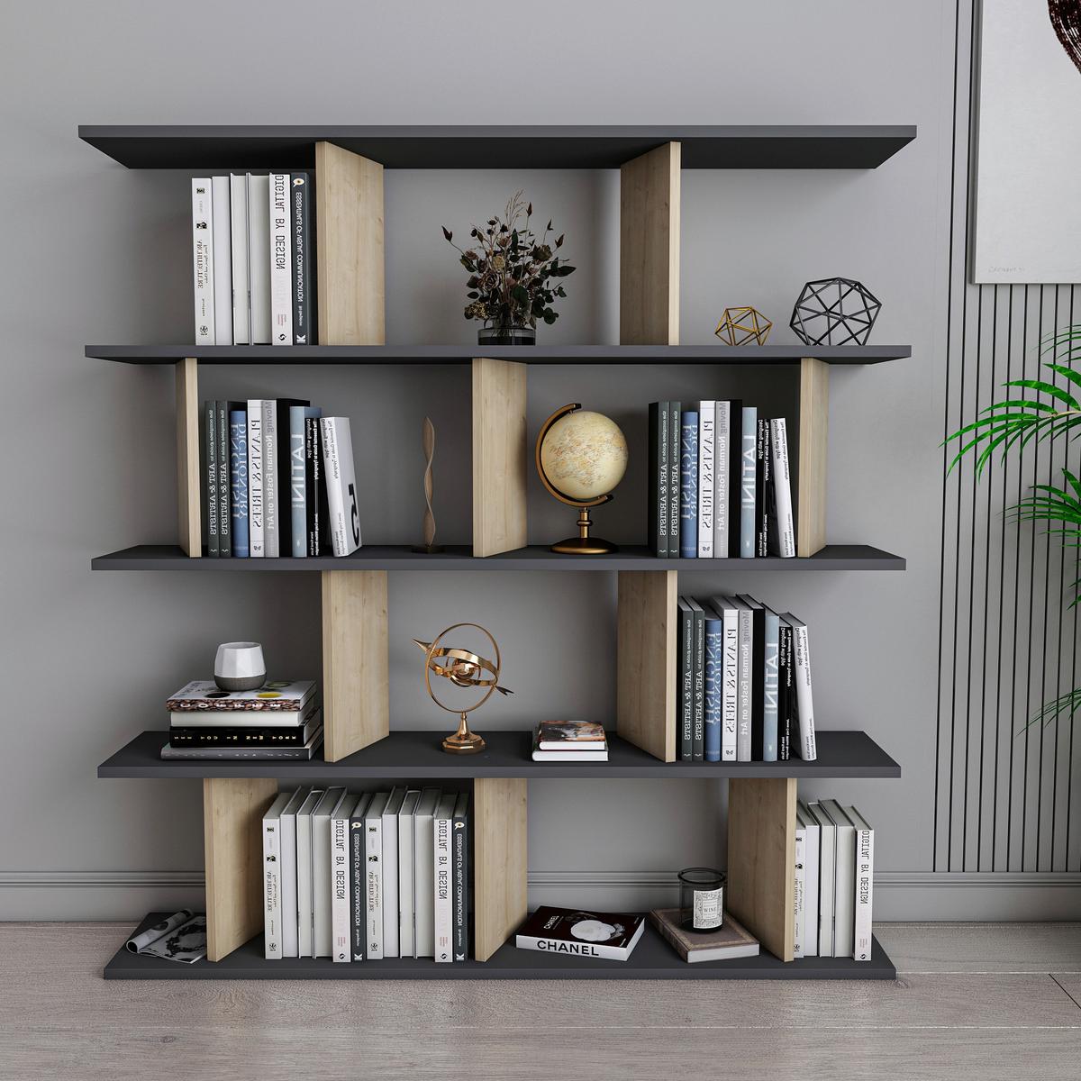 REGÁL JORIN - čierna/farba duba, Design, kompozitné drevo (130/137/25cm) - Livetastic