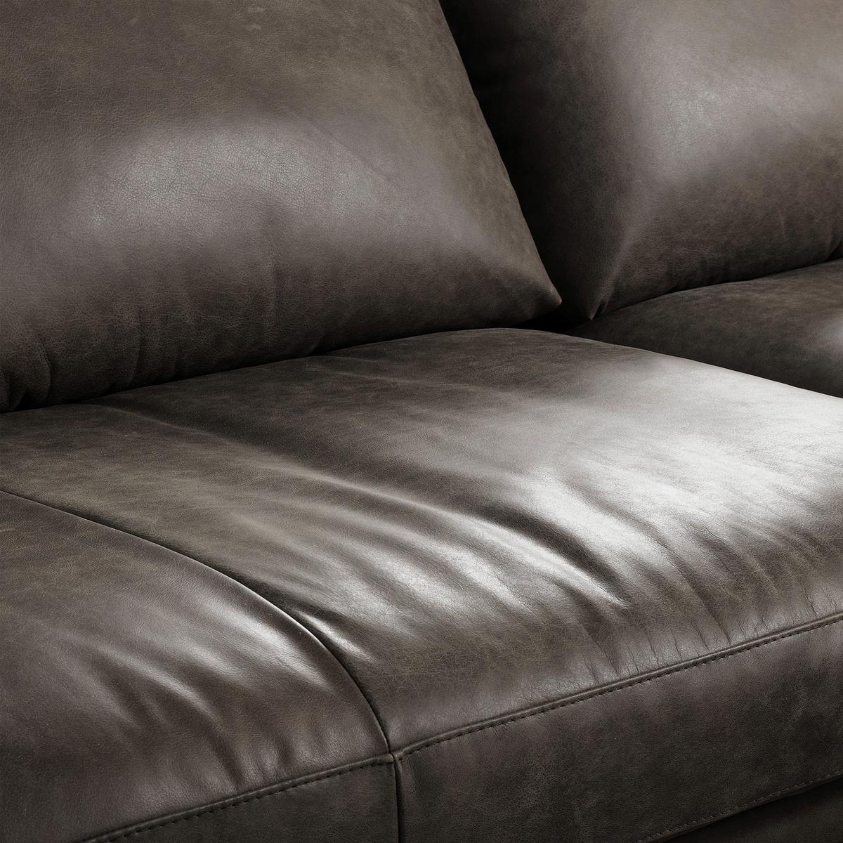 Ecksofa Berlin Fango S: 313 cm - Fango/Schwarz, Design, Leder (313/172cm) - Livetastic