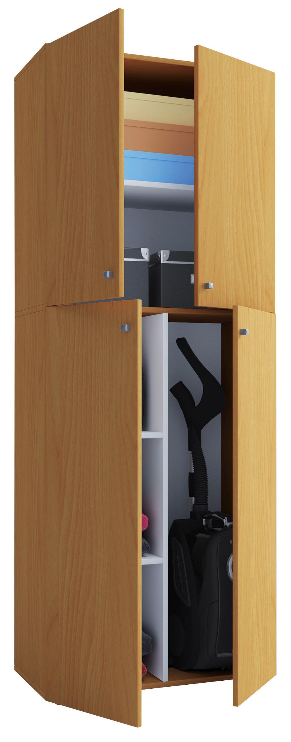 Mehrzweckschrank Lona Buche Dekor BxH 70x182 cm - Buchefarben/Weiß, KONVENTIONELL, Holzwerkstoff (70/182/37cm) - MID.YOU