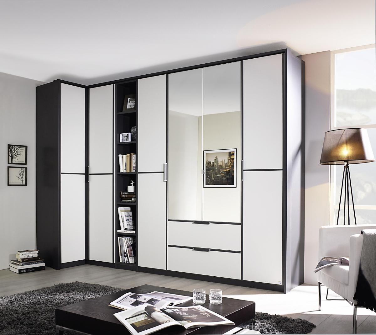 Eckschrank Mit Spiegel + Laden 100x314cm Essensa, Weiß - Weiß/Grau, Design, Holzwerkstoff (100/314cm) - Rauch Möbel