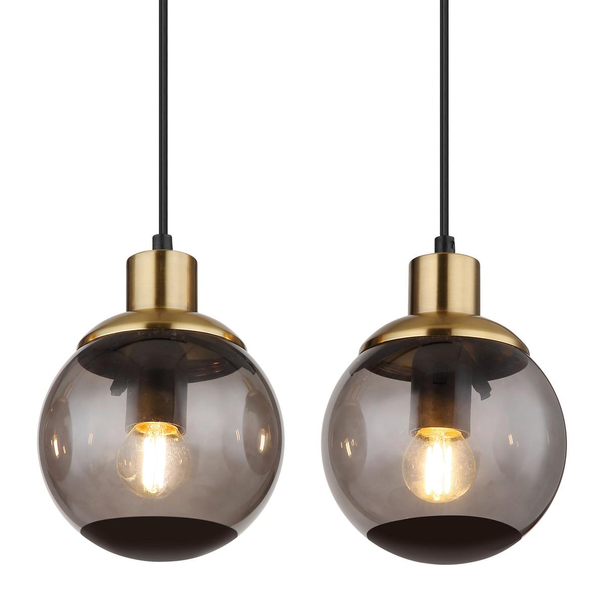 Hängeleuchte 15860-4h - Messingfarben/Schwarz, Design, Glas/Kunststoff (75/15/110cm) - Globo