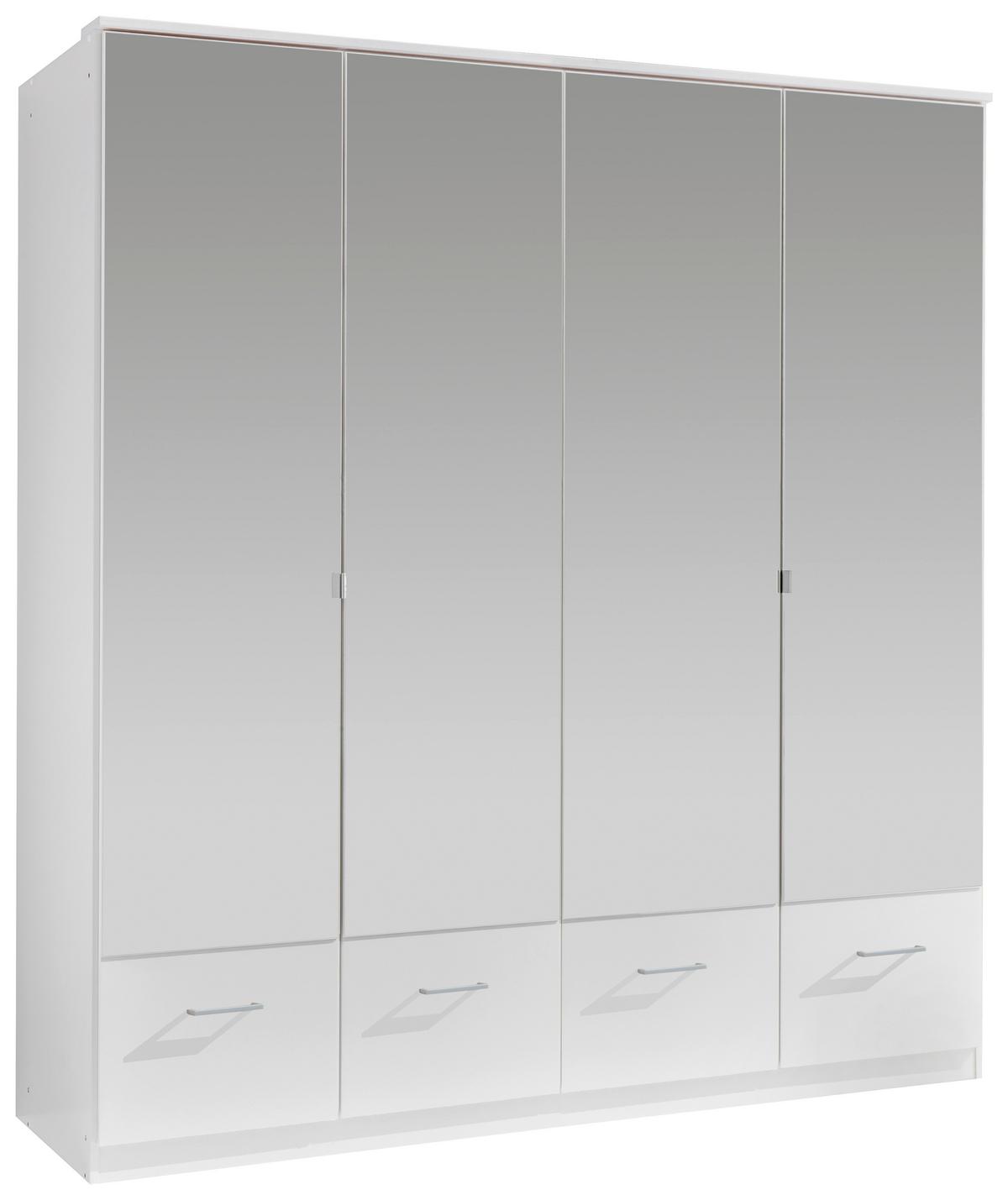 Drehtürenschrank Mit Spiegel + Laden 180cm Imago, Weiß - Weiß, KONVENTIONELL, Glas/Holzwerkstoff (180/199,5/58cm) - MID.YOU