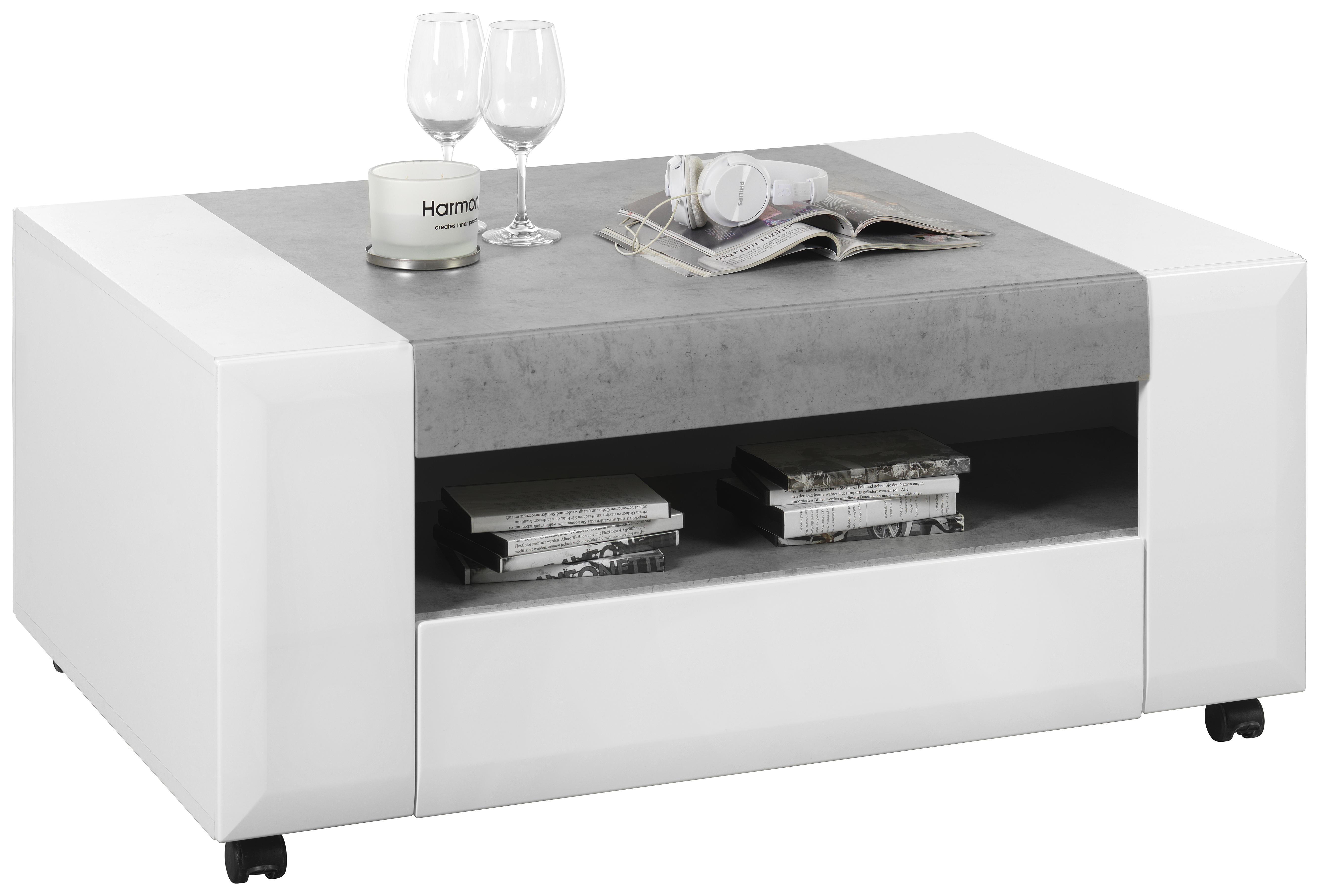 Dohányzóasztal Toronto - Világosszürke/Fehér, modern, Faalapú anyag/Műanyag (110/48,3/75cm) - Ombra