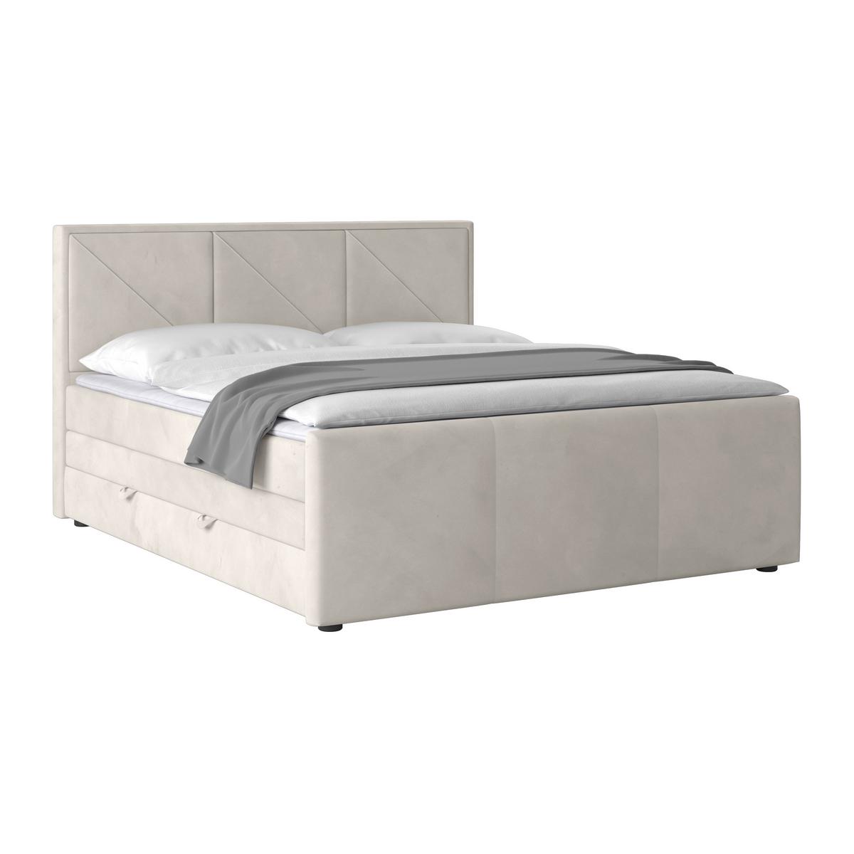 Boxspringbett mit Bettkasten Bologna 180x200 cm Creme - Hellgrau/Creme, MODERN, Holzwerkstoff/Kunststoff (180/200cm) - MID.YOU