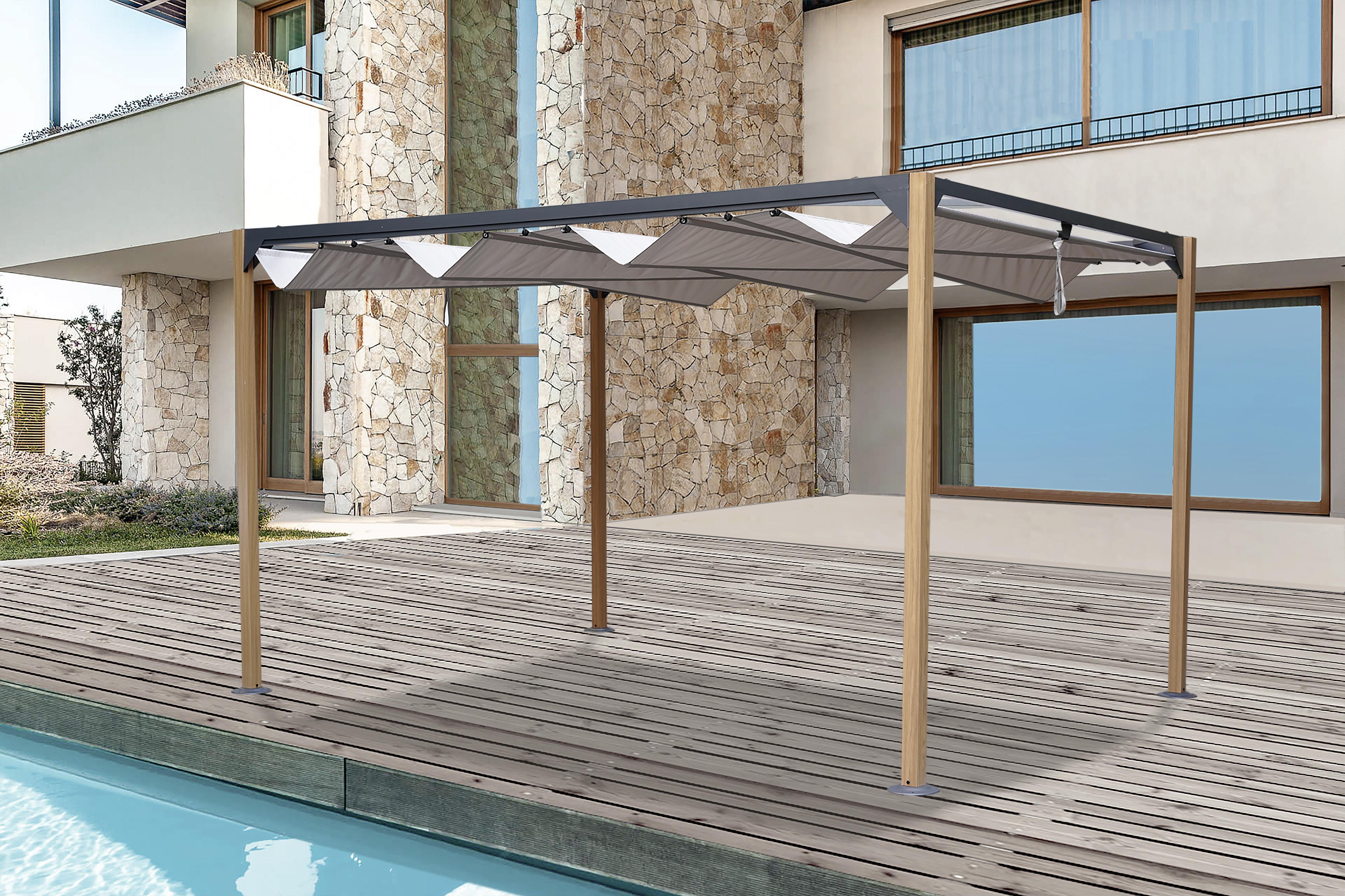 Pavilon Nerol - šedá/antracitová, Moderní, kov/textil (300/232/400cm) - Modern Living