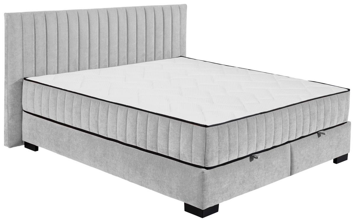 Boxbett Nagol C - Hellgrau/Schwarz, MODERN, Holzwerkstoff/Textil (180/200cm) - MID.YOU
